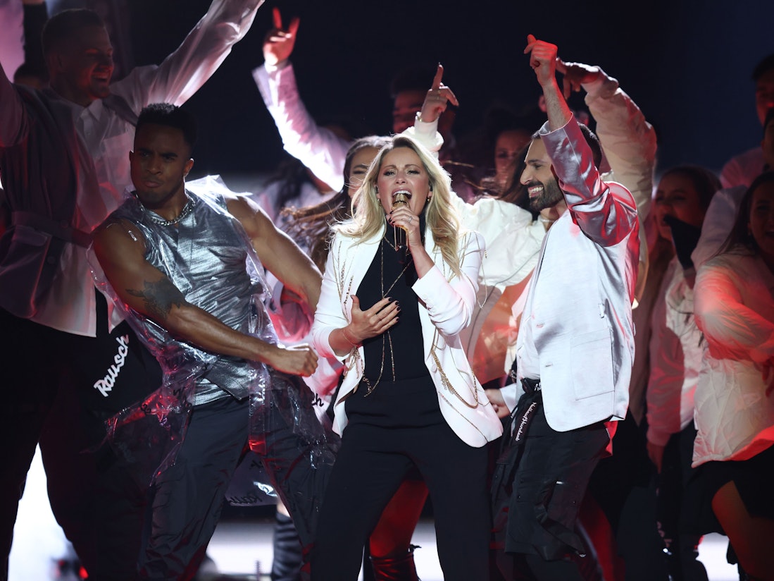 Helene Fischer tritt in der Jubiläumsshow "Wetten, dass..?" auf. Vor 40 Jahren wurde die Sendung zum ersten Mal ausgestrahlt. +++ dpa-Bildfunk +++