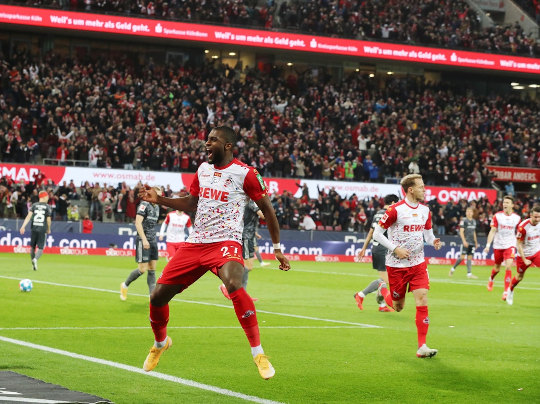 Anthony Modeste jubelt für den 1. FC Köln gegen Union Berlin.