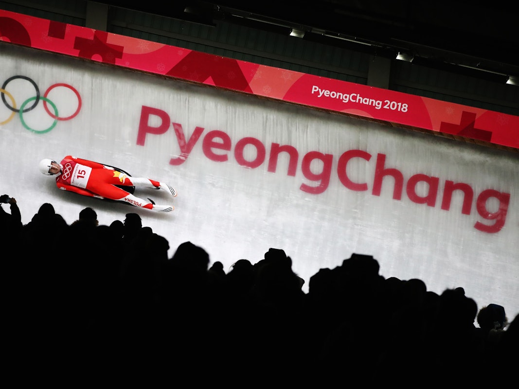 Rodler Mateusz Sochowicz in der Olympia-Bahn.