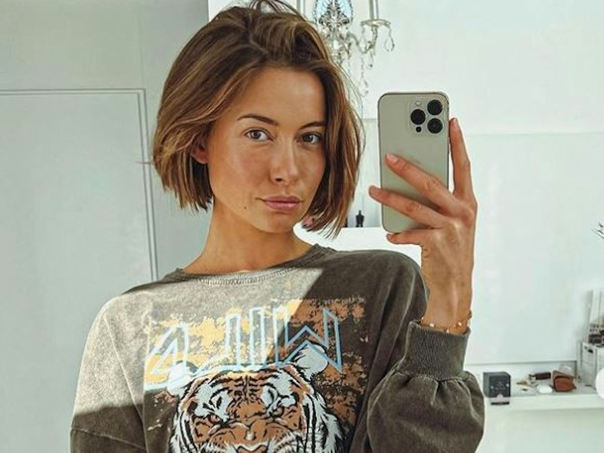 Jennifer Lange auf einem Selfie, dass sie am 25. Oktober auf Instagram hochgeladen hat. Screenshot dient der Berichterstattung.