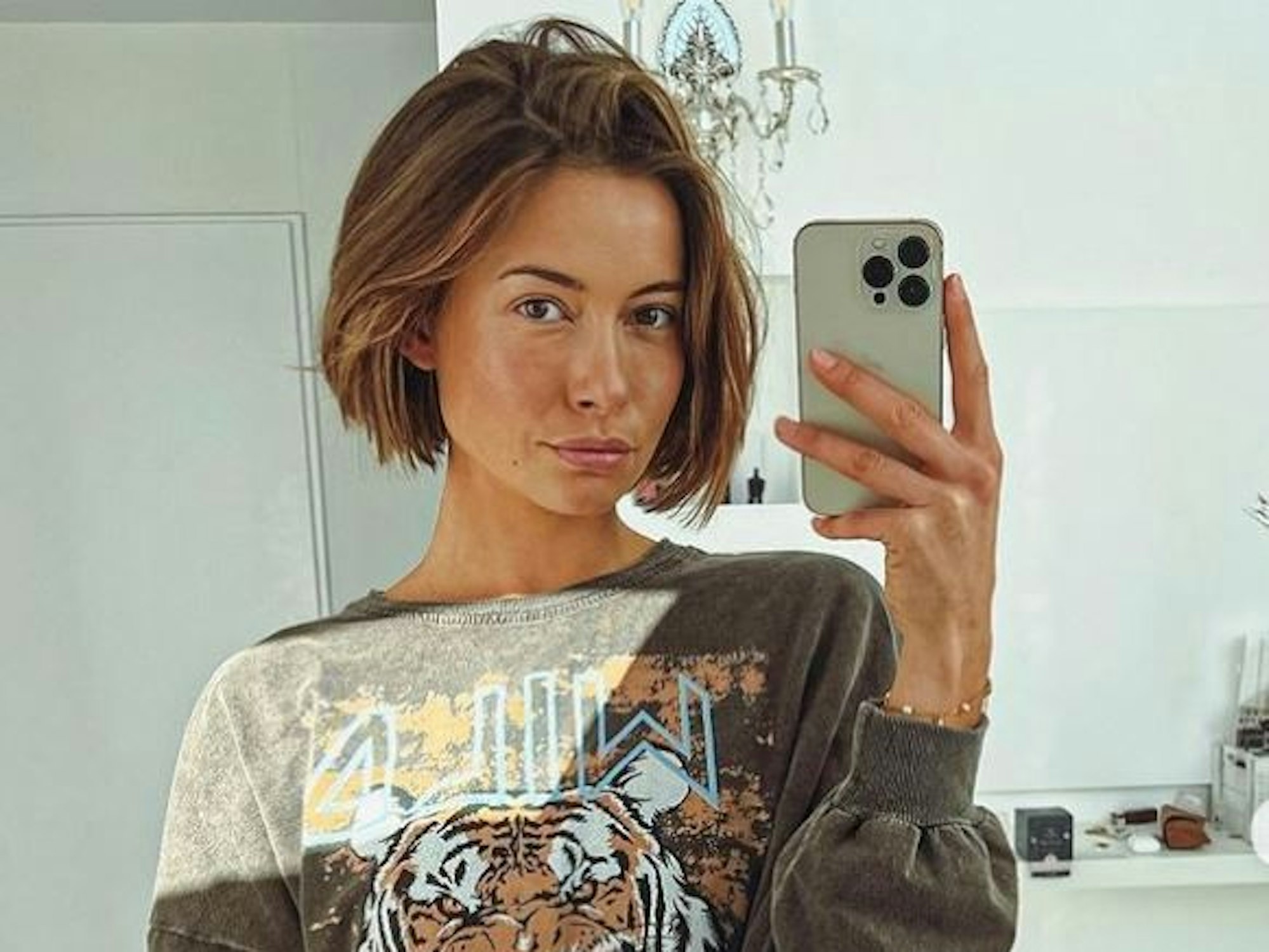 Jennifer Lange auf einem Selfie, dass sie am 25. Oktober auf Instagram hochgeladen hat. Screenshot dient der Berichterstattung.