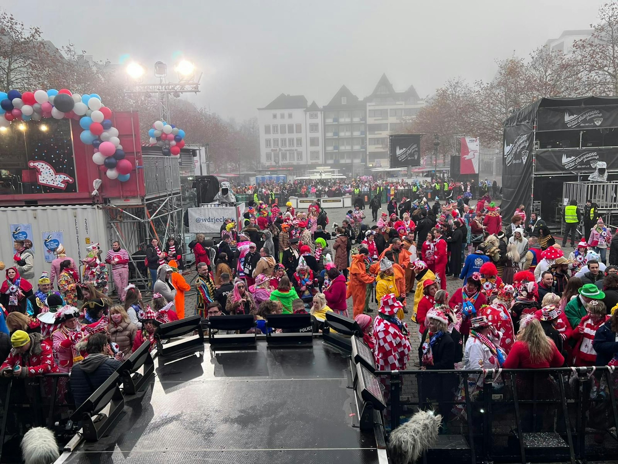 Der Heumarkt am 11.11.2021 im Nebel