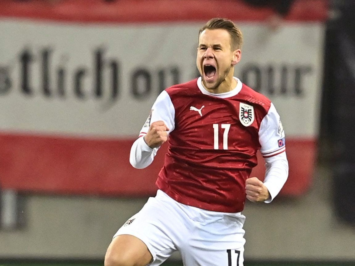 Louis Schaub jubelt für Österreich gegen Israel.
