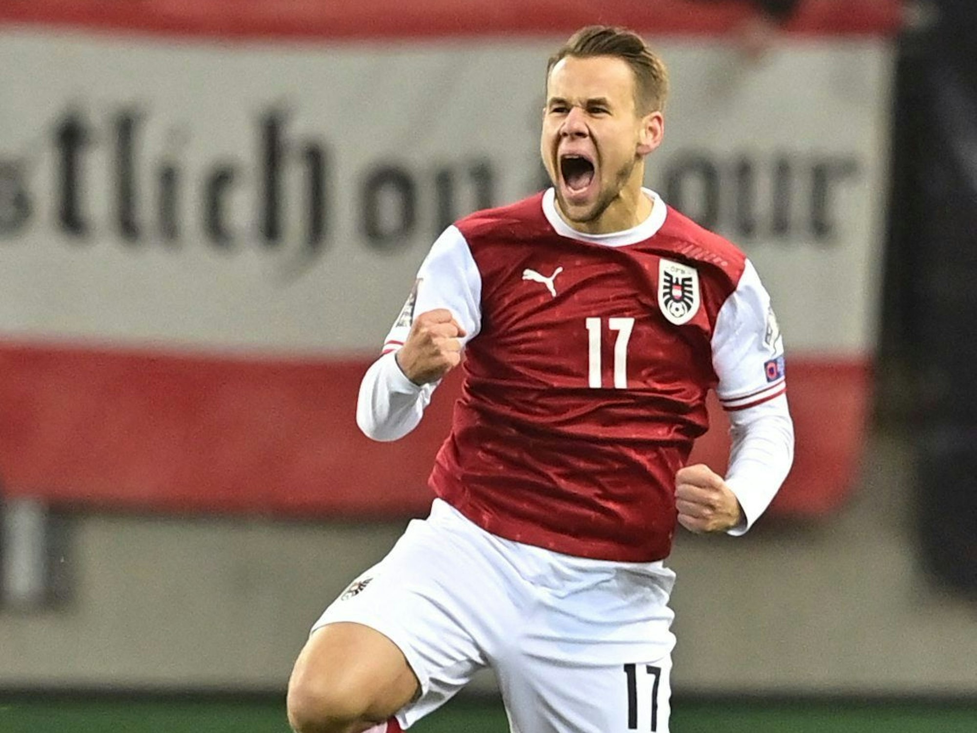 Louis Schaub jubelt für Österreich gegen Israel.