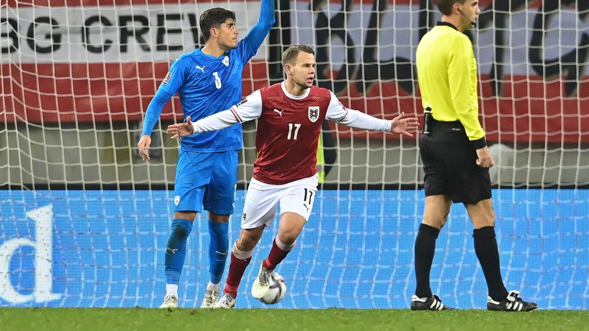 Louis Schaub trifft für Österreich gegen Israel.