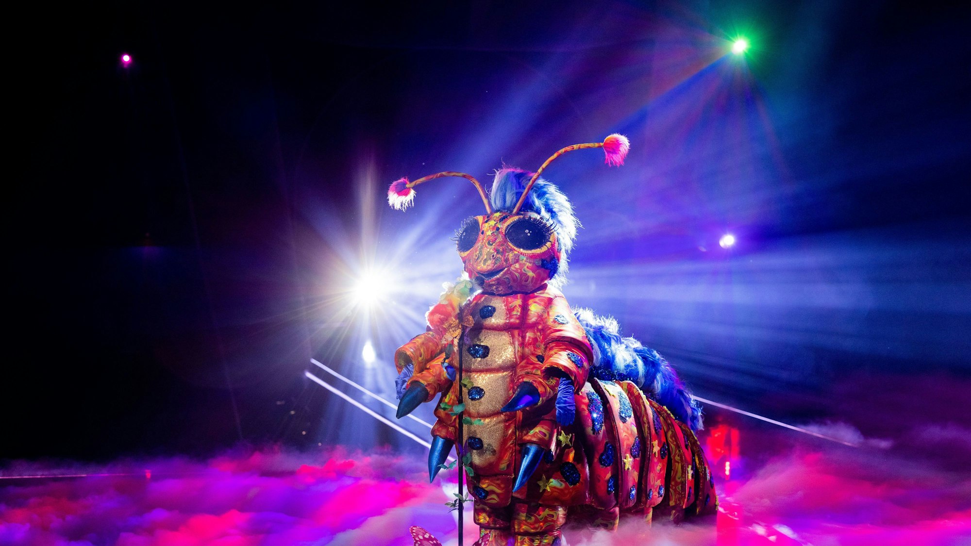 Die Raupe steht in der ProSieben-Show „The Masked Singer“ auf der Bühne.