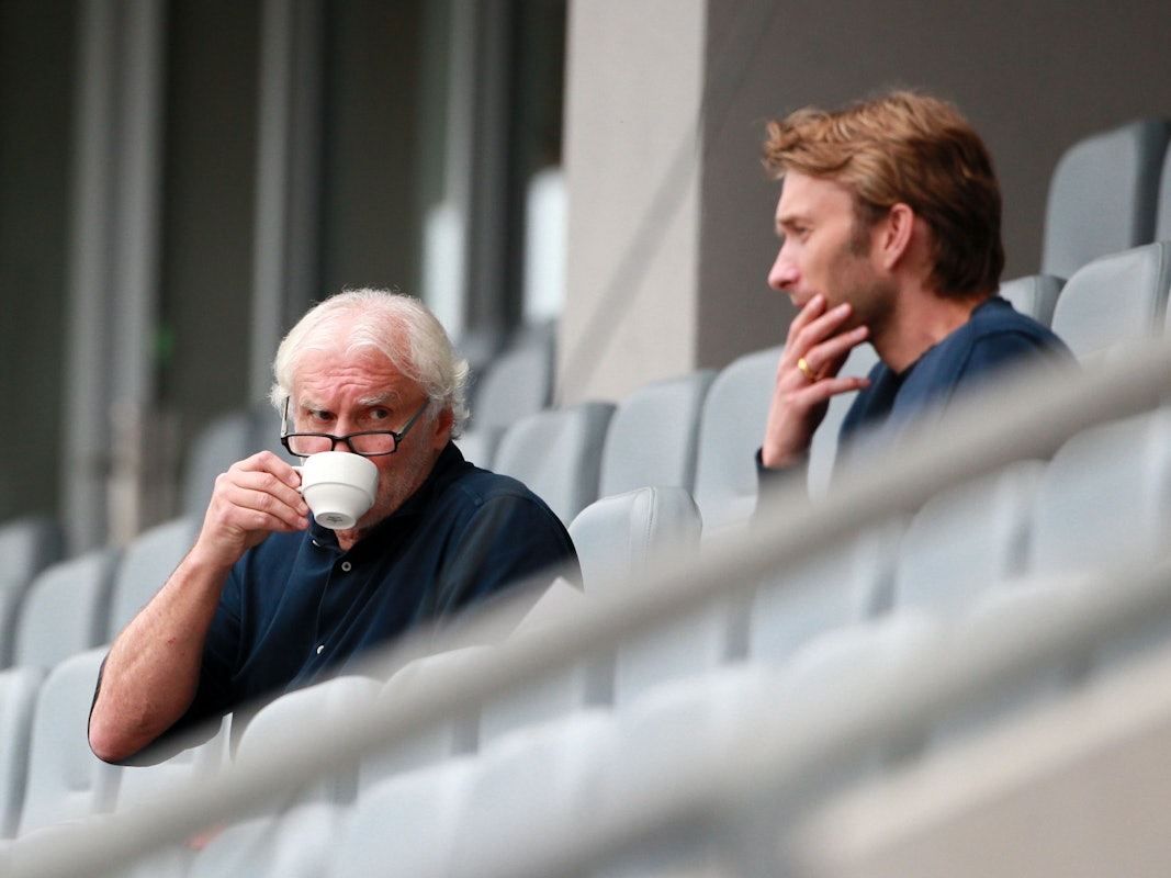 Rudi Völler (Bayer Leverkusen) und Simon Rolfes (Bayer Leverkusen), 04.09.2020, Herbert Bucco