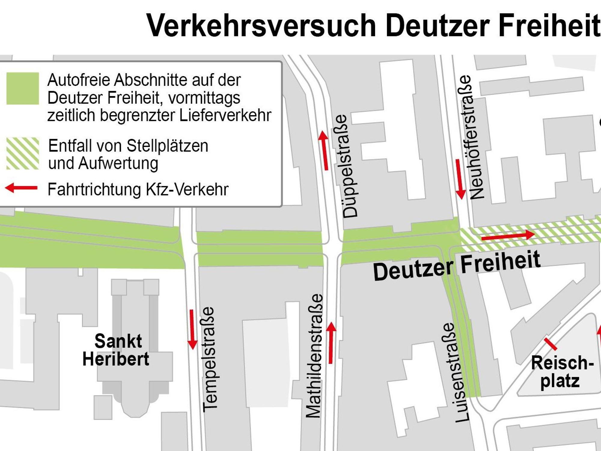 Köln: Verkehrsversuch Deutzer Freiheit