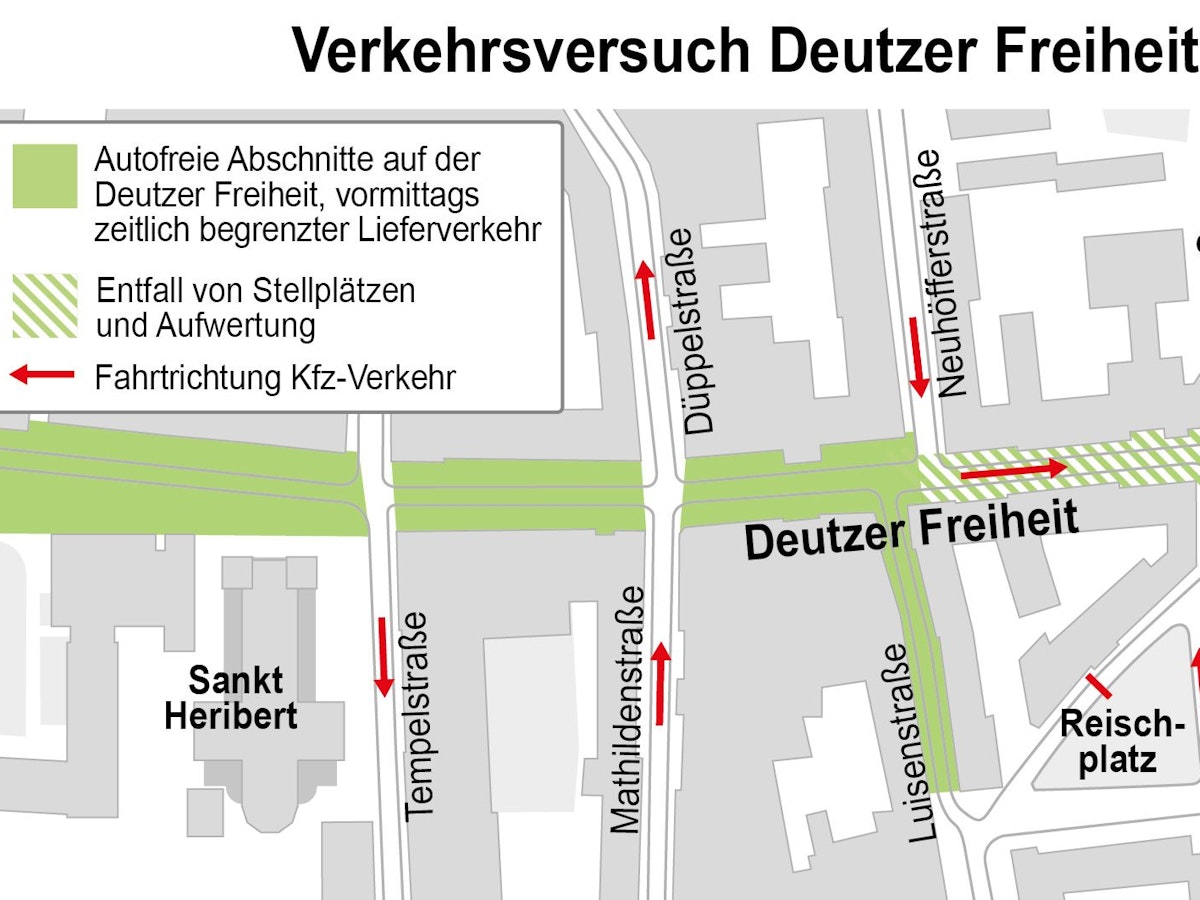 Köln: Verkehrsversuch Deutzer Freiheit