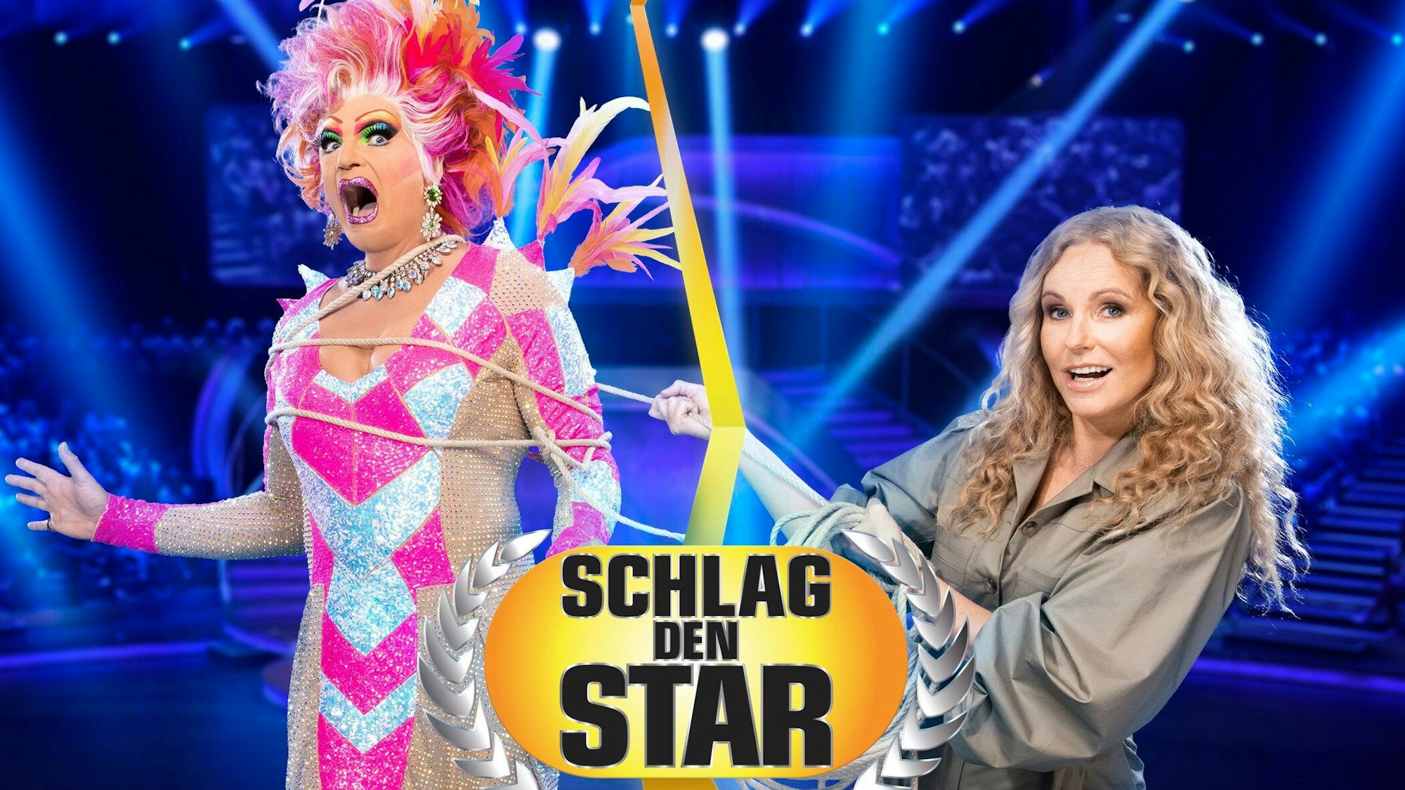 Olivia Jones trat am 27. November 2021 bei „Schlag den Star“ (ProSieben) gegen RTL-Moderatorin Katja Burkard an.