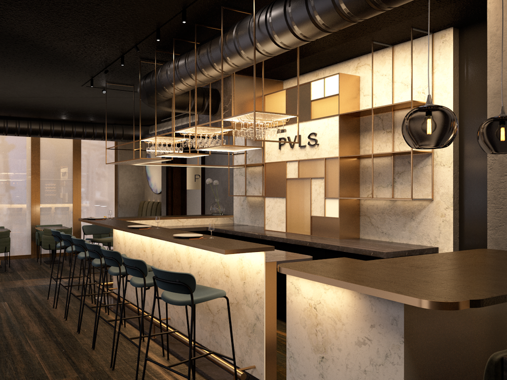 Blick in das neue Restaurant mit Theke