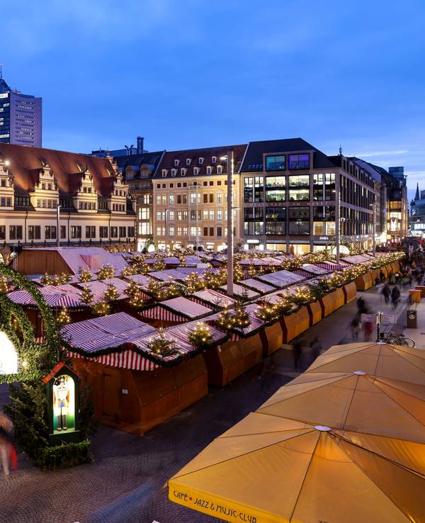 Der Leipziger Weihnachtsmarkt (Foto vom 18. November 2021)wurde zwar aufgebaut – findet in diesem Jahr aber nicht statt.