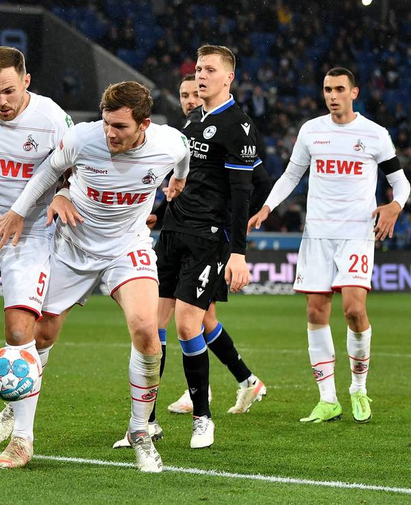 Rafael Czichos (l.) und Luca Kilian spielen für den 1. FC Köln gegen Arminia Bielefeld.