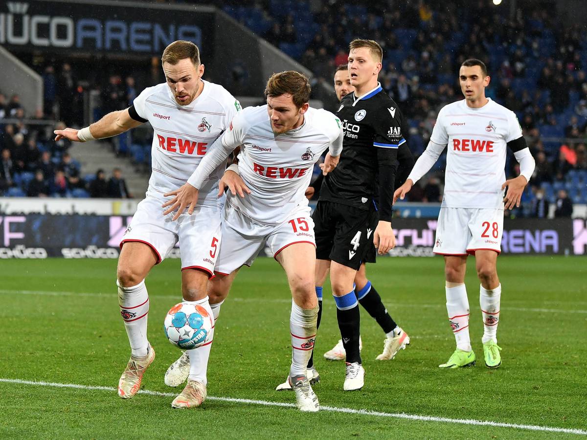 Rafael Czichos (l.) und Luca Kilian spielen für den 1. FC Köln gegen Arminia Bielefeld.