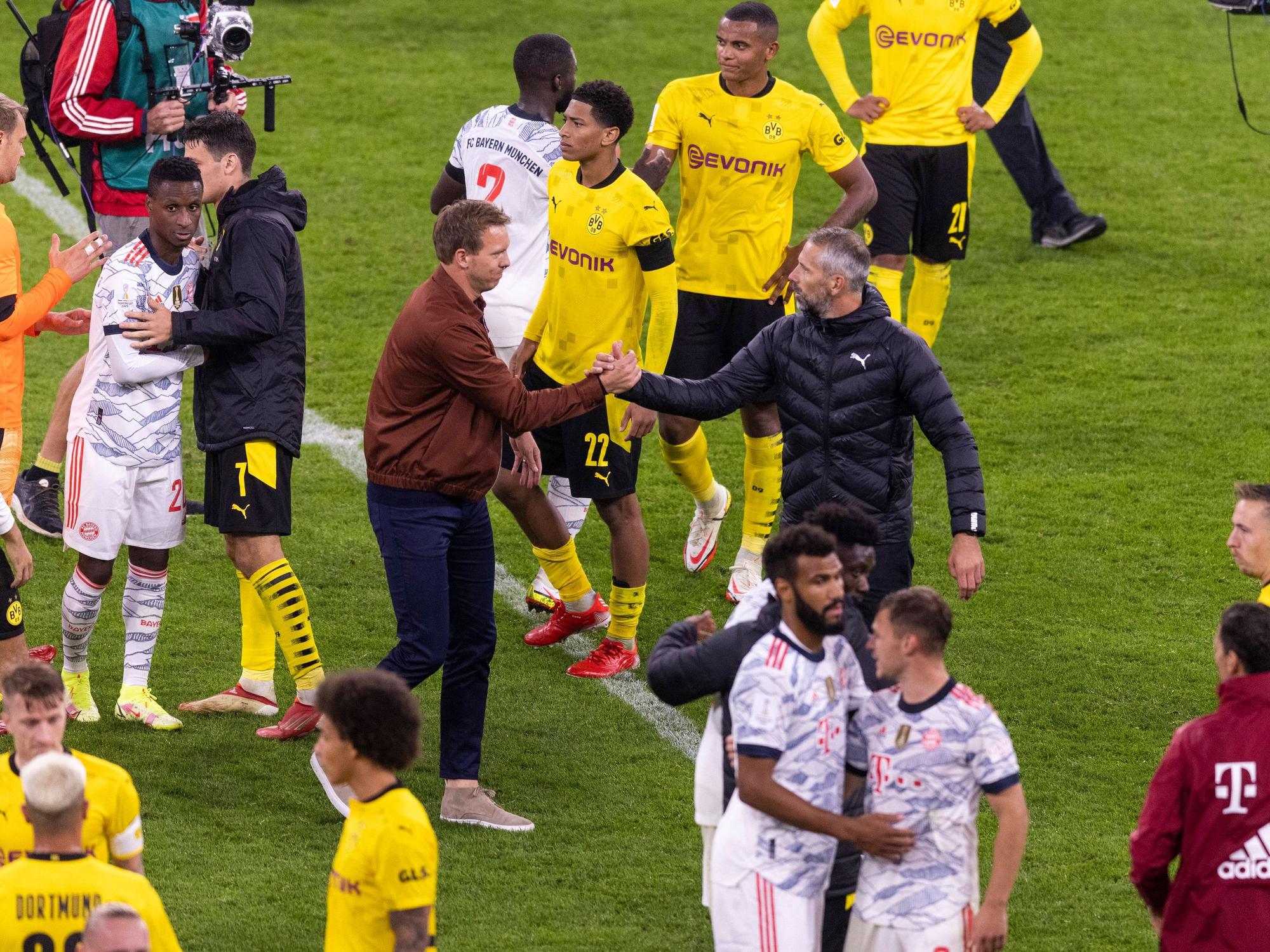 Bayern-Coach Julian Nagelsmann und BVB-Trainer Marco Rose.
