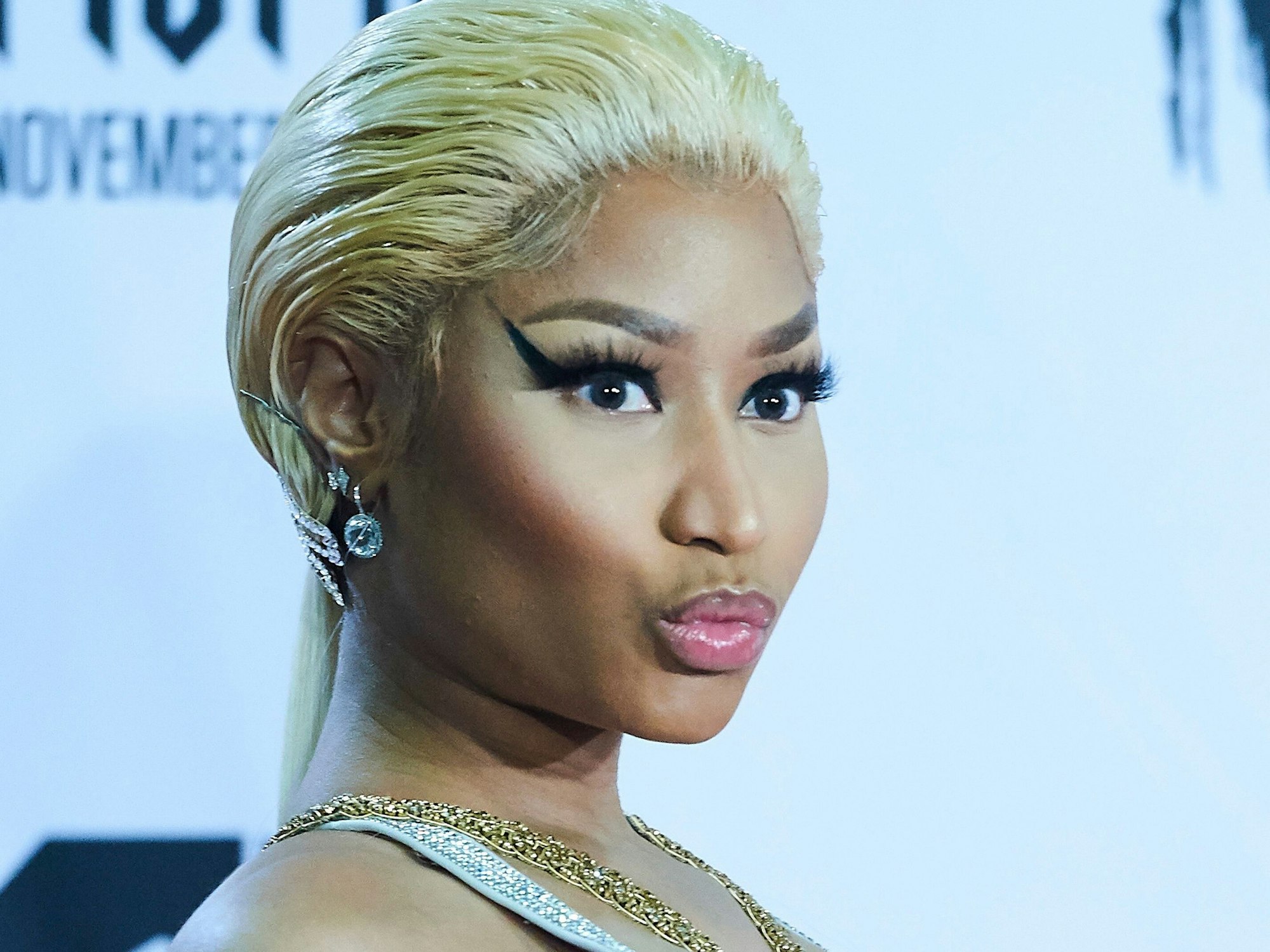 Nicki Minaj poses in the press room during the 25th MTV EMAs 2018 held at Bilbao Exhibition Centre 'BEC' on November 5, 2018 in Madrid, Spain