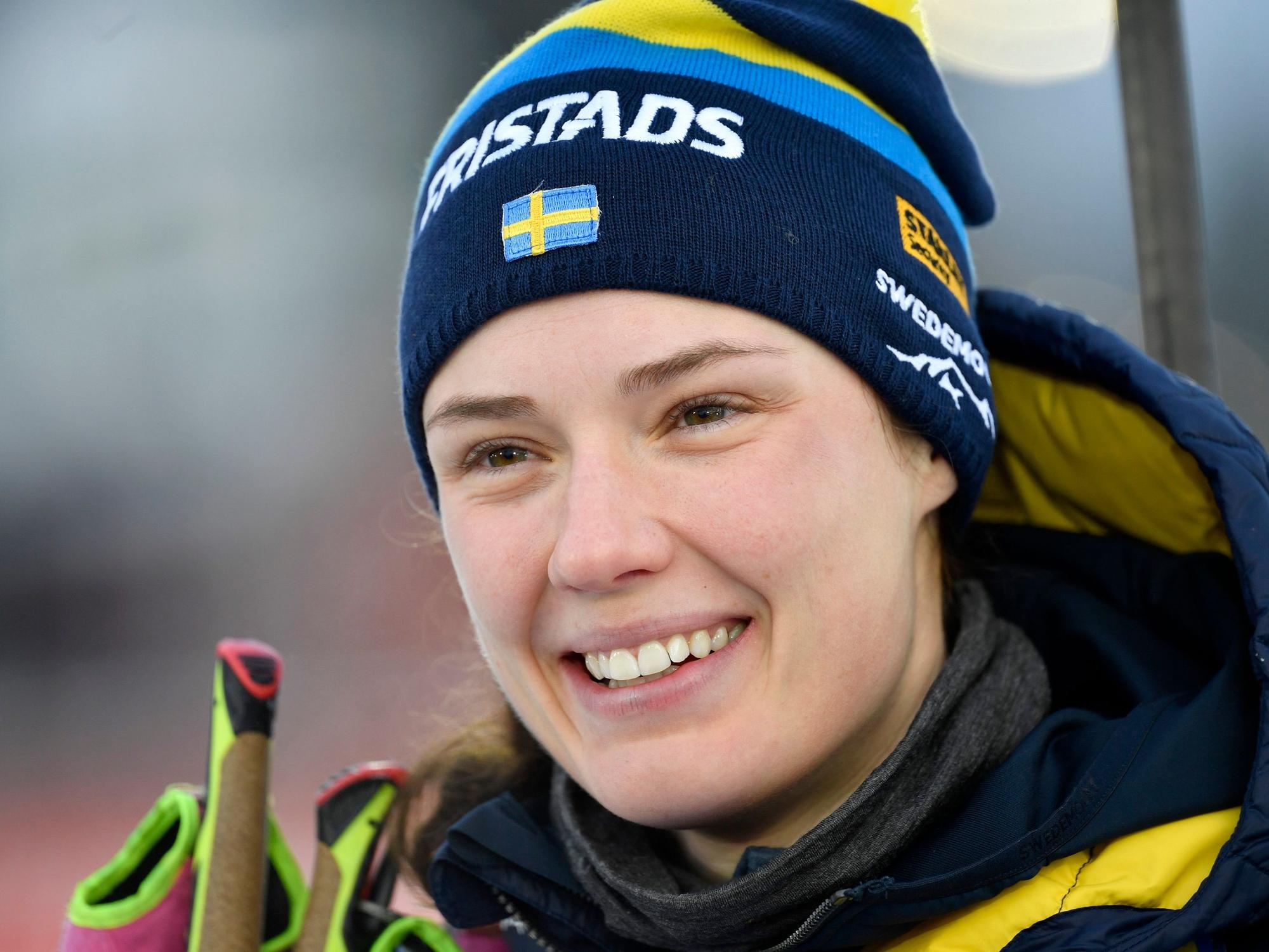 Die Schwedin Hanna Öberg freut sich über ihren Erfolg in Östersund.