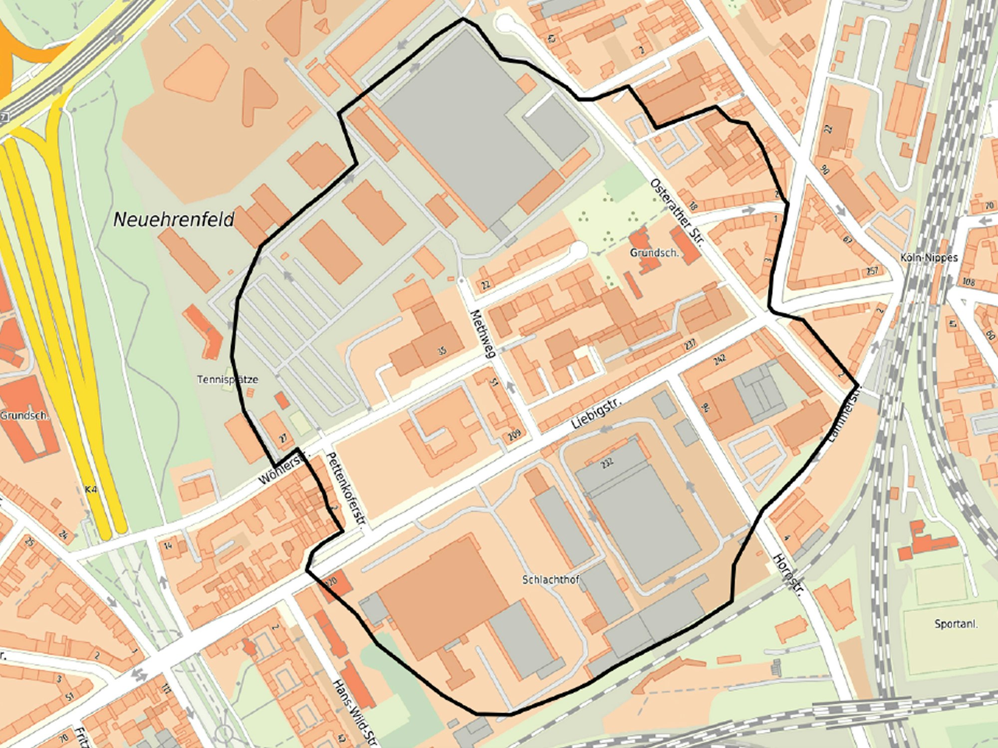 Eine Linie auf einer Straßenkarte zeigt an, in welchem Radius um die Fundstelle evakuiert werden muss.