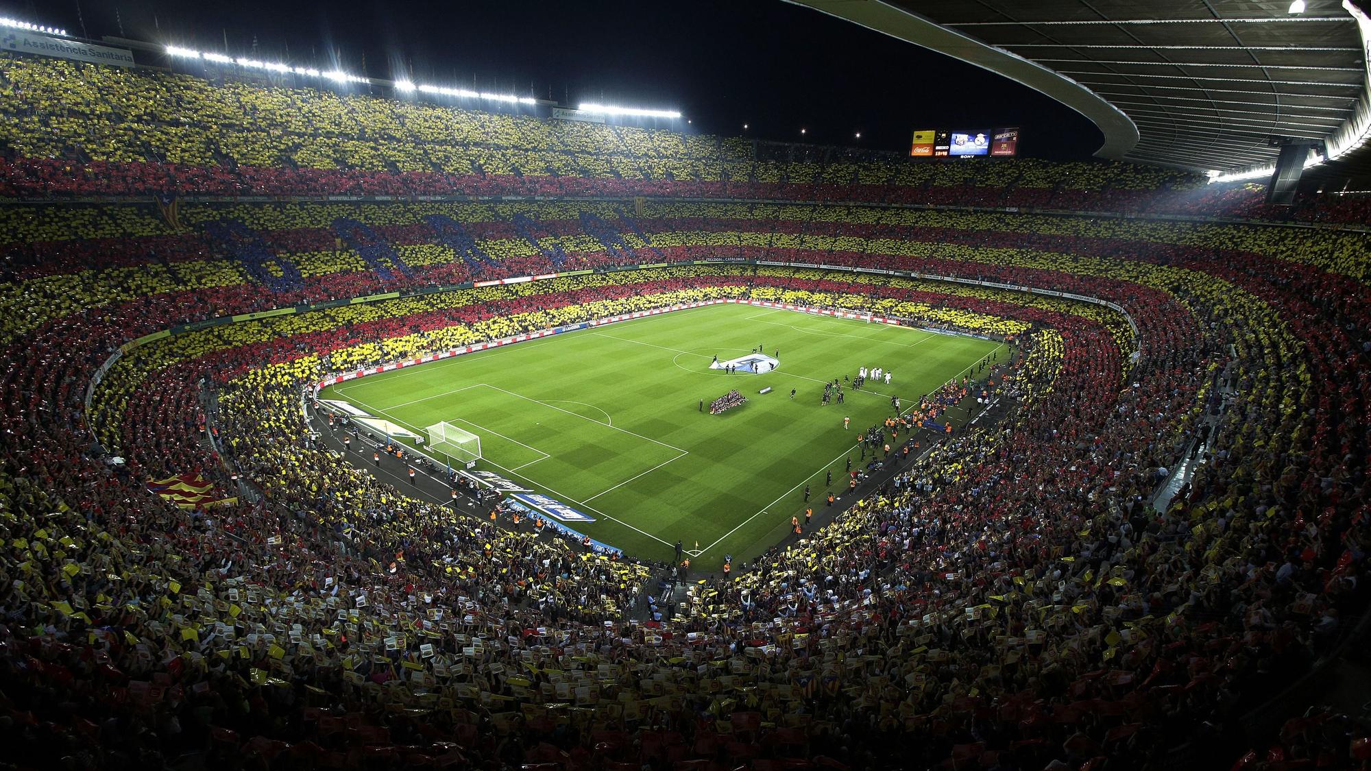 Choreographie im Camp Nou beim Spiel des FC Barcelona.