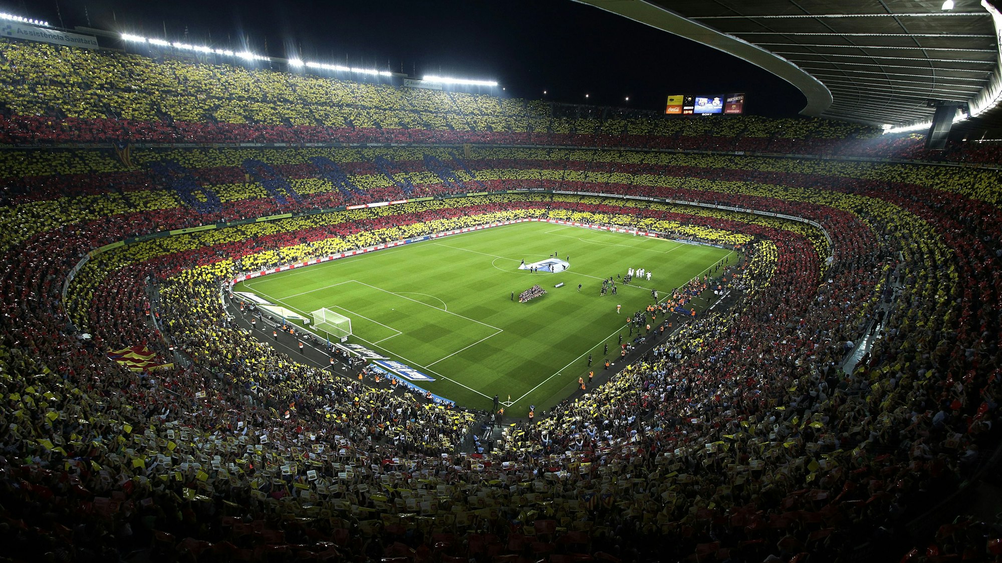 Choreographie im Camp Nou beim Spiel des FC Barcelona.