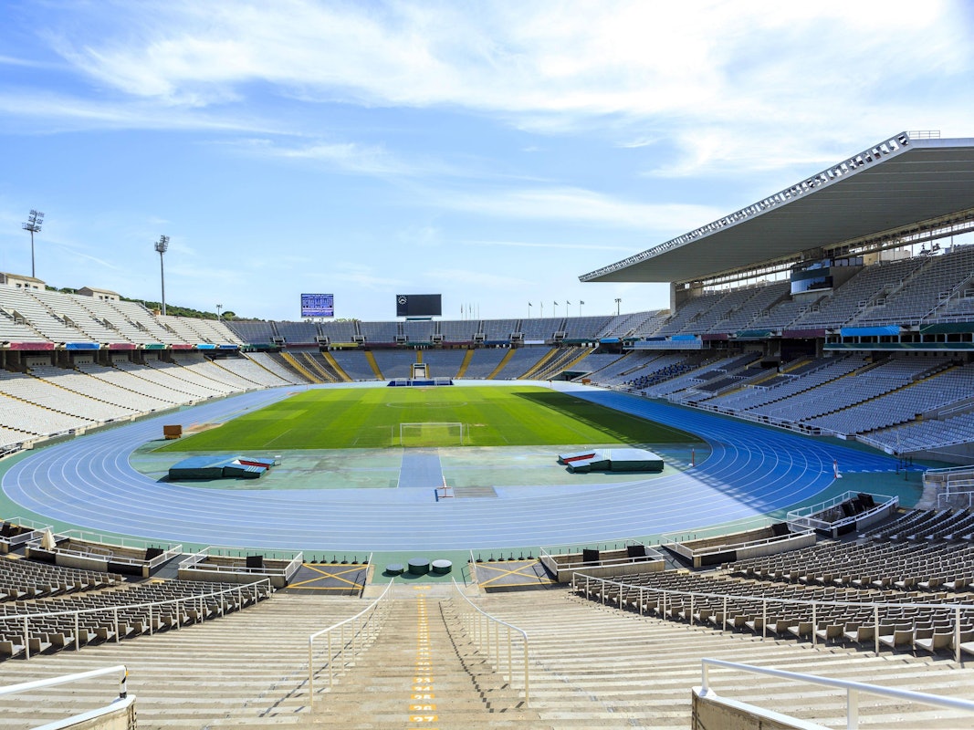 Ein Blick ins leere Estadi Olímpic Lluís Companys in Barcelona