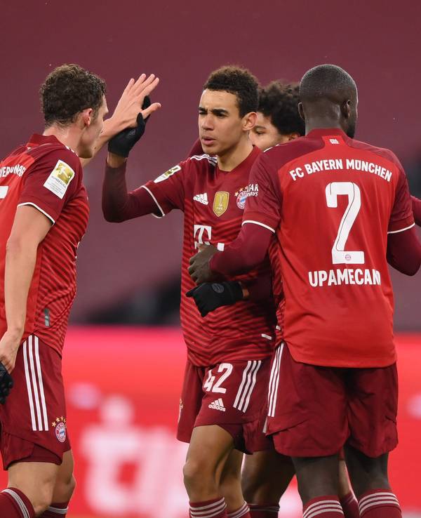 Bayern München bejubelt ein Tor gegen Mainz 05 in der Bundesliga.