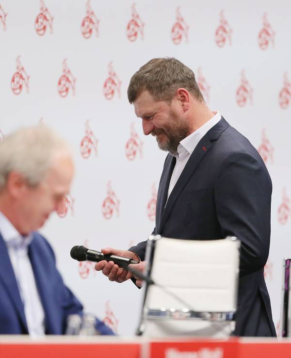 Steffen Baumgart und Alexander Wehrle nehmen an der Mitgliederversammlung des 1. FC Köln teil.
