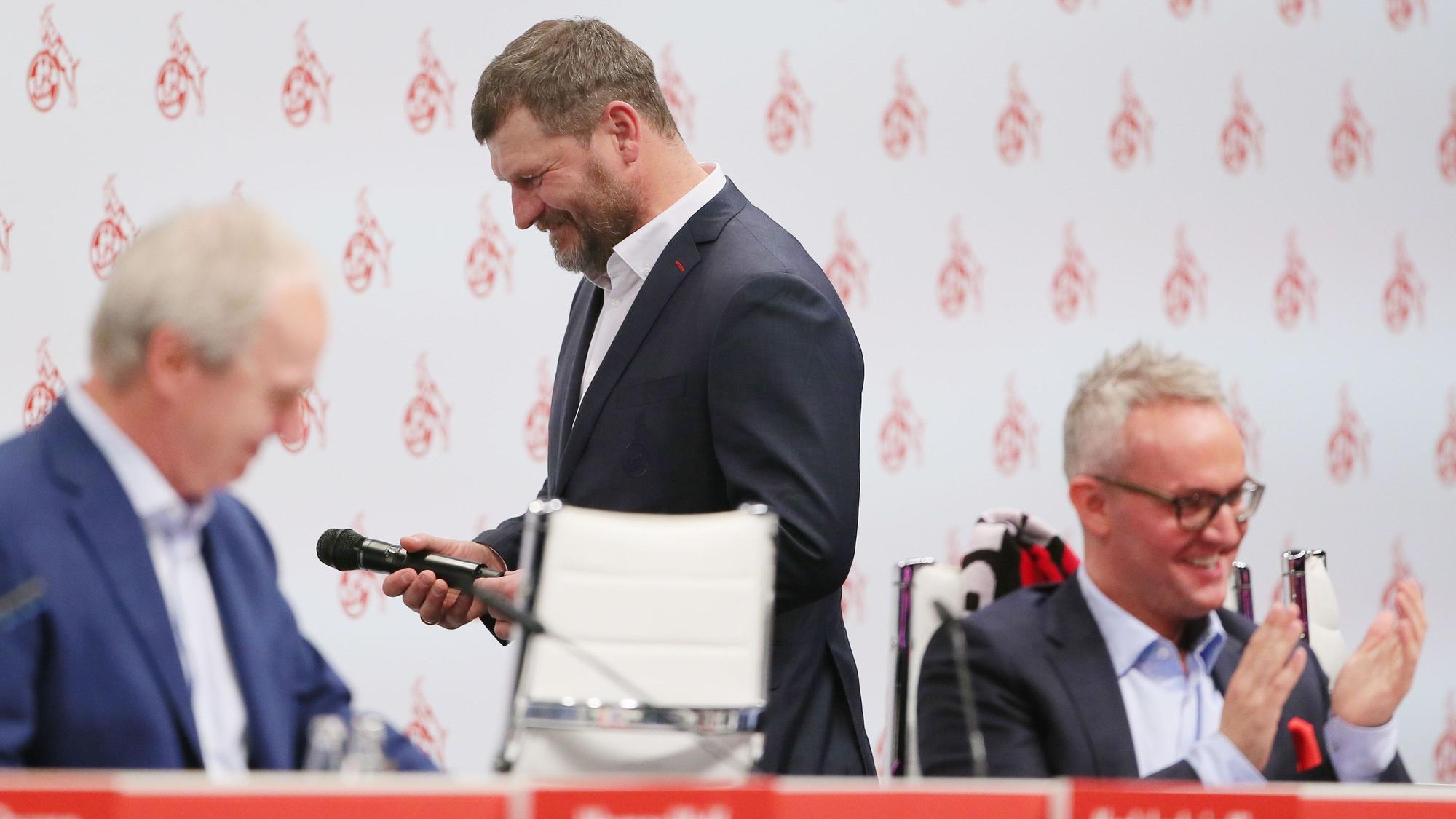 Steffen Baumgart und Alexander Wehrle nehmen an der Mitgliederversammlung des 1. FC Köln teil.