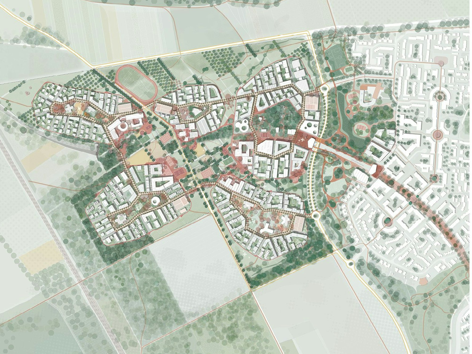 Eine Visualisierung mit einem Lageplan.