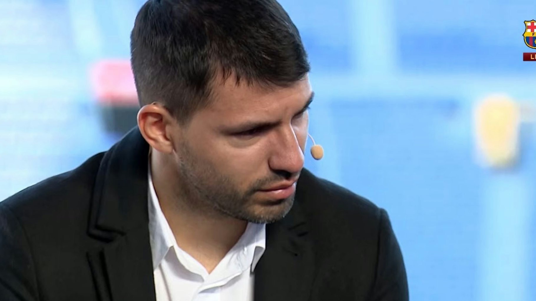 Sergio Aguero weint während seiner Rücktritts-PK in Barcelona