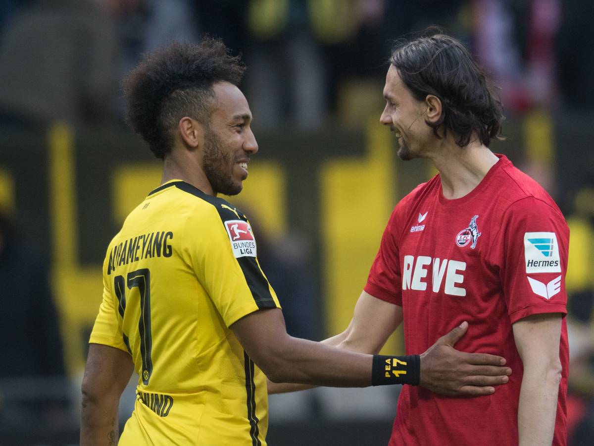Borussia Dortmund gegen den 1. FC Köln: Es gibt nicht nur Rivalität in der Bundesliga, insbesondere unter Fans. Unser Archivbild zeigt Pierre-Emerick Aubameyang (links im BVB-Trikot) und Neven Subotic im Frühjahr 2017.