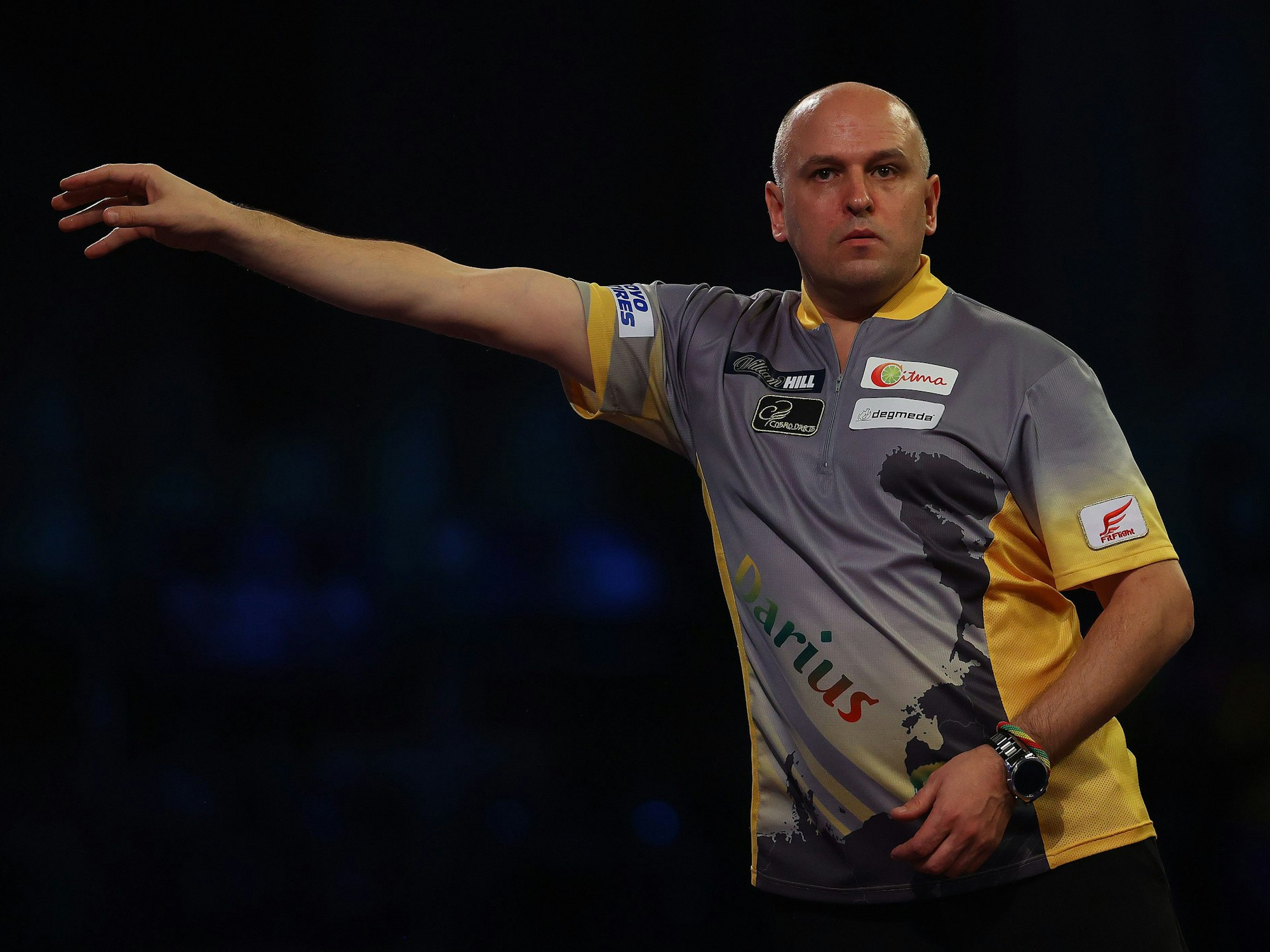 Darius Labanauskas genießt den Moment direkt nach seinem Neun-Darter bei der WM in London.