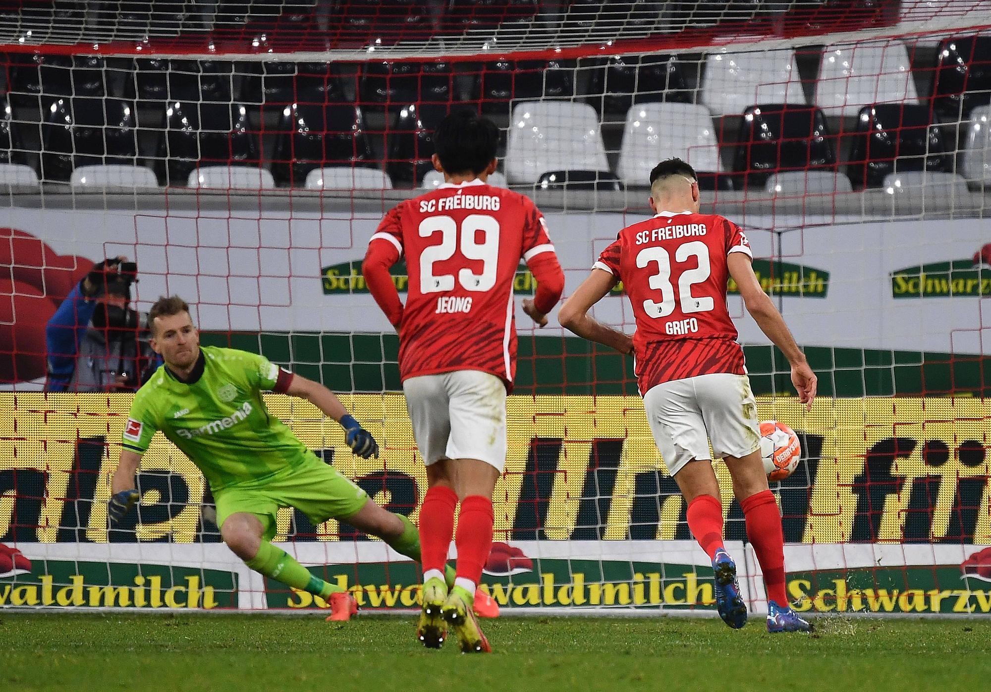 Elfmeter-Tor für den SC Freiburg durch Vincenzo Grifo.