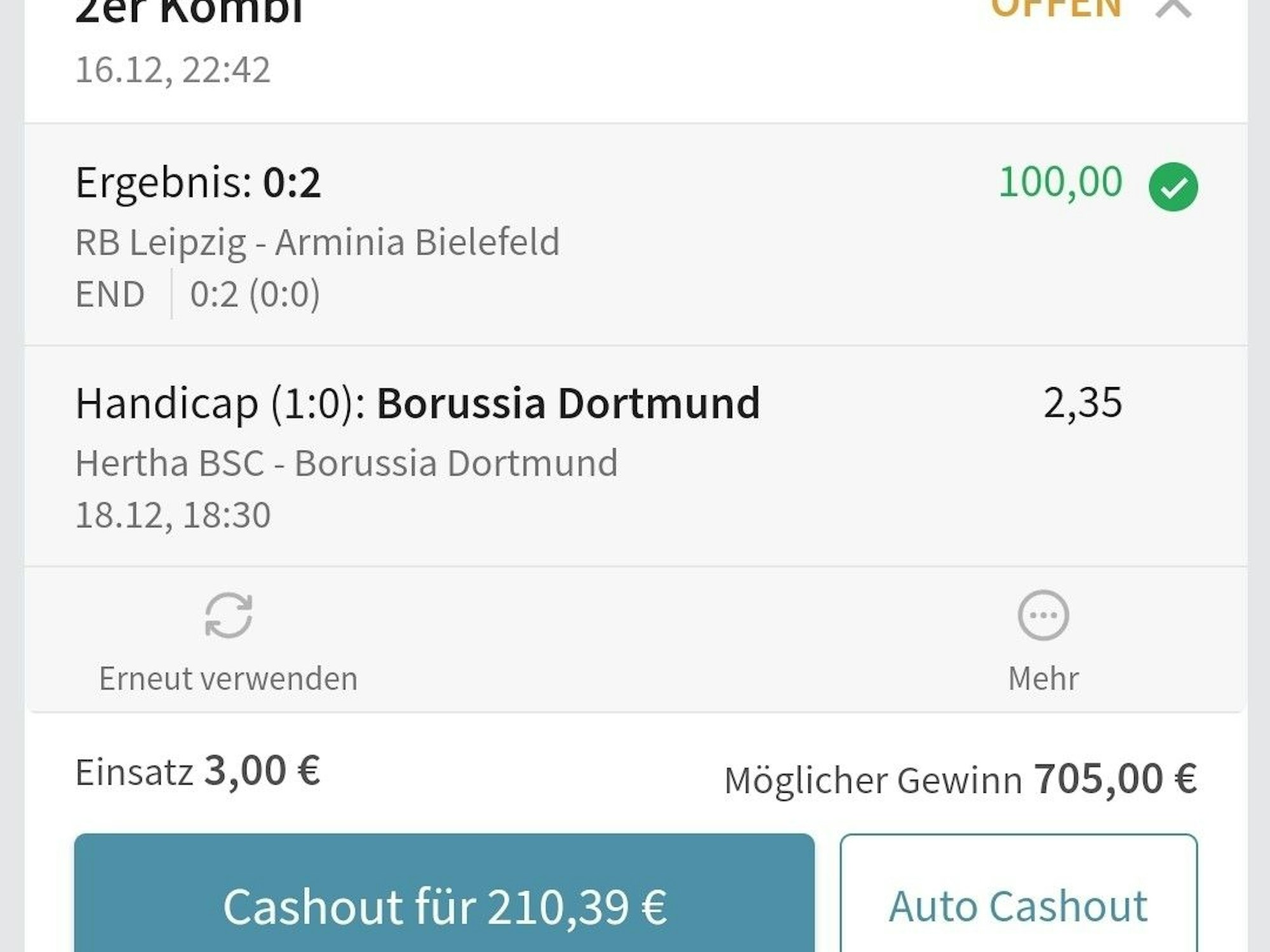 Der Zocker wähnte sich dem Glück so nah, doch dann verlor Dortmund das Spiel.
