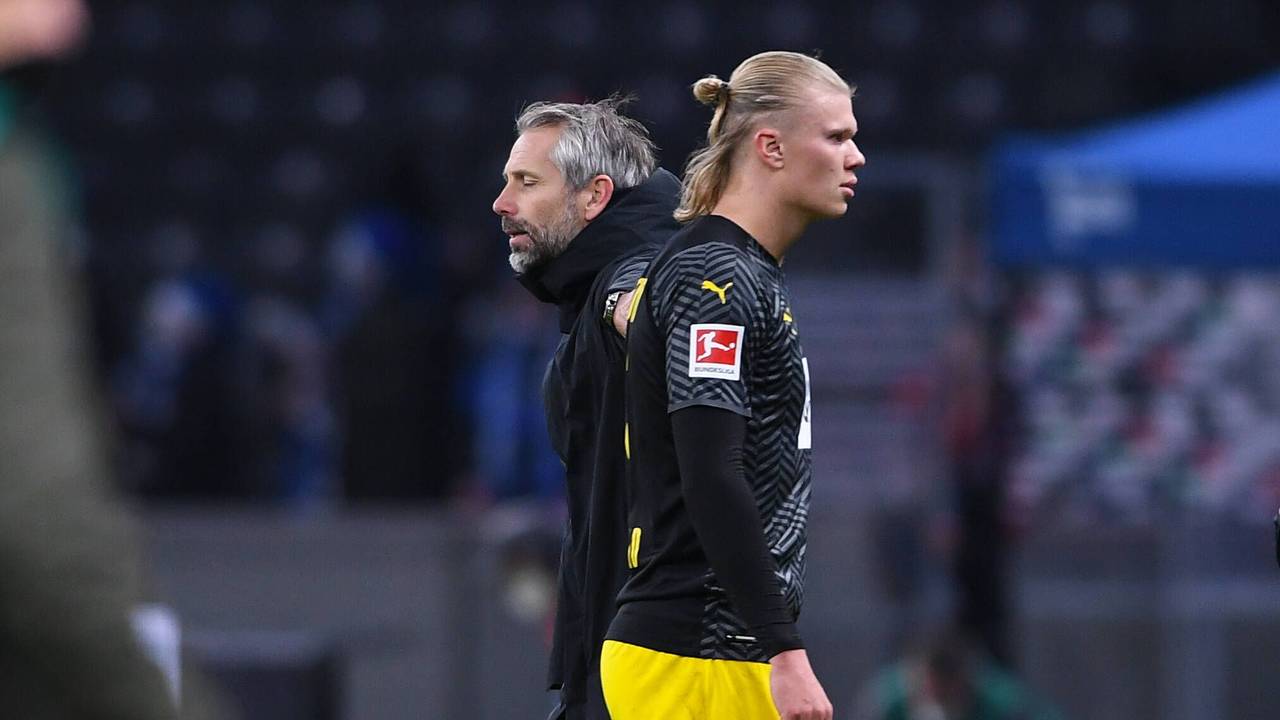 Marco Rose und Erling Haaland enttäuscht nach der Niederlage.