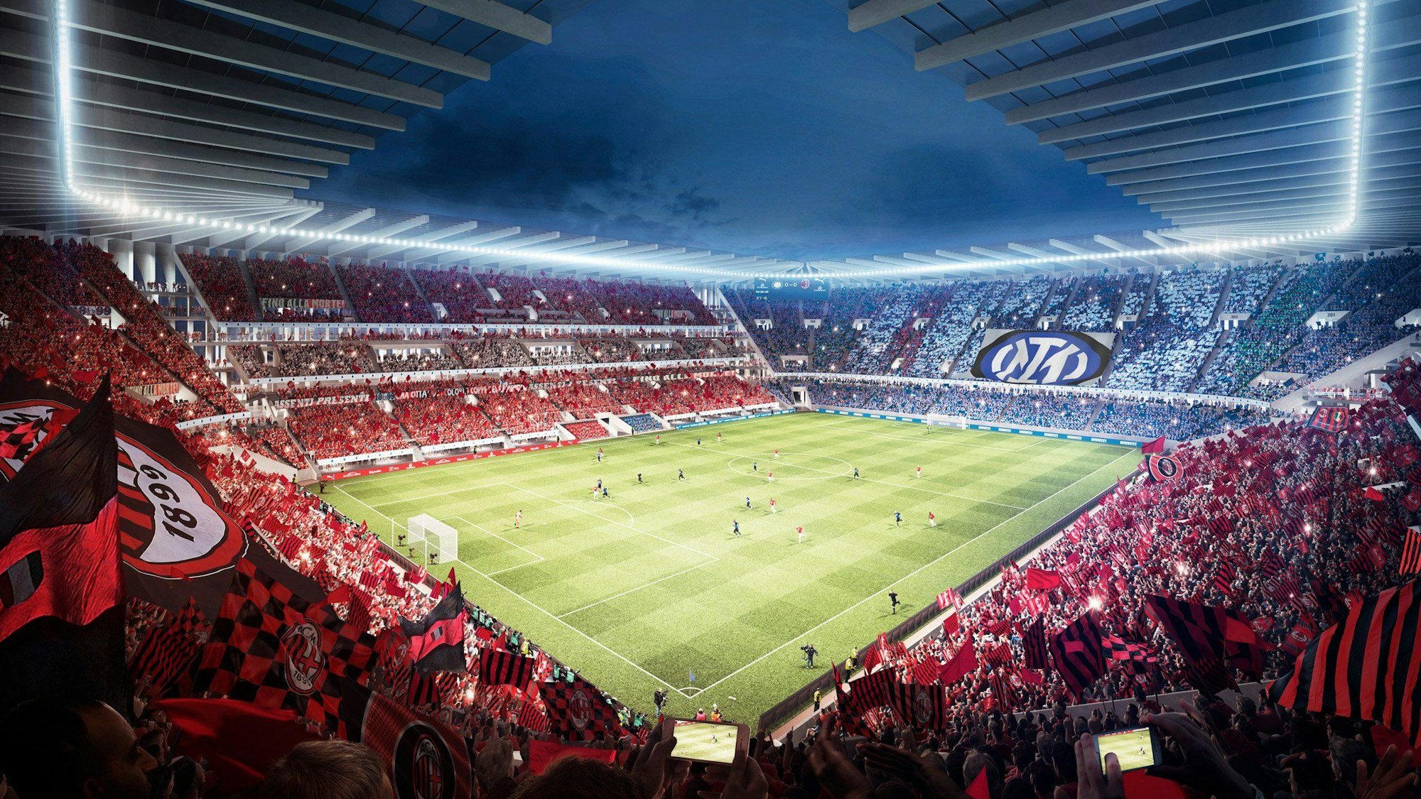 Das neue Stadion von Inter und AC Mailand in der Innenansicht.