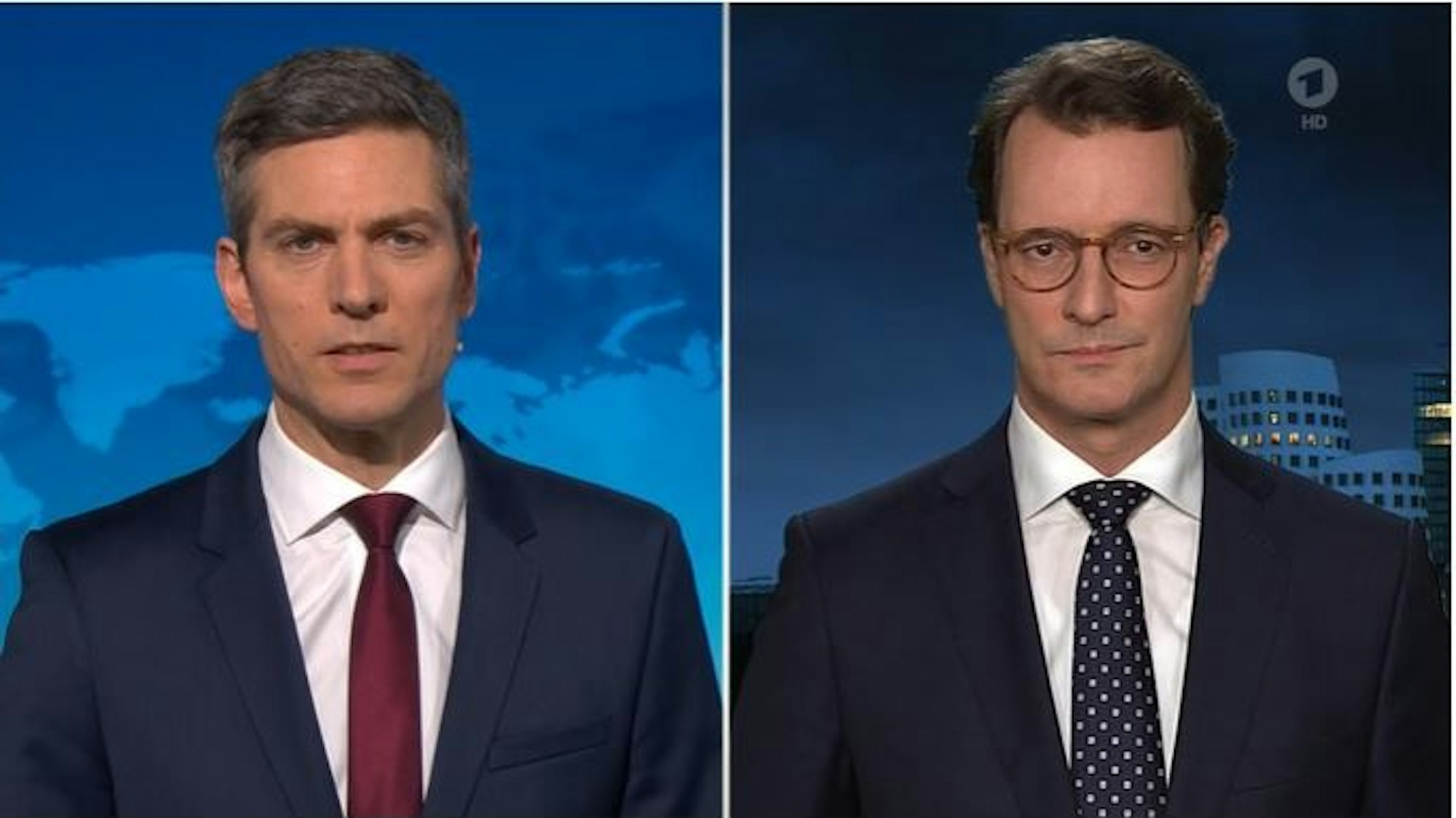 Ingo Zamperoni war nicht unbedingt zufrieden mit der Antwort von NRW-Ministerpräsident Hendrik Wüst.