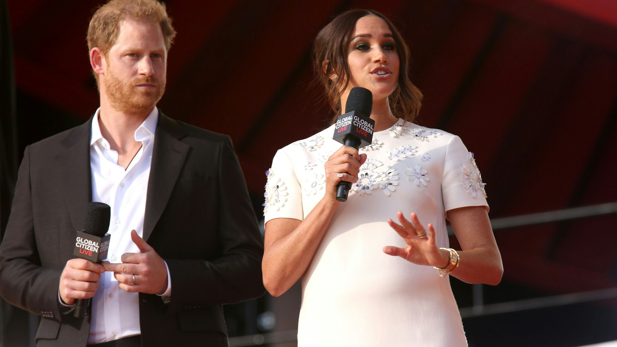 Prinz Harry und Herzogin Meghan Markle sprechen beim Global Citizen Live-Konzert im Central Park im September 2021.