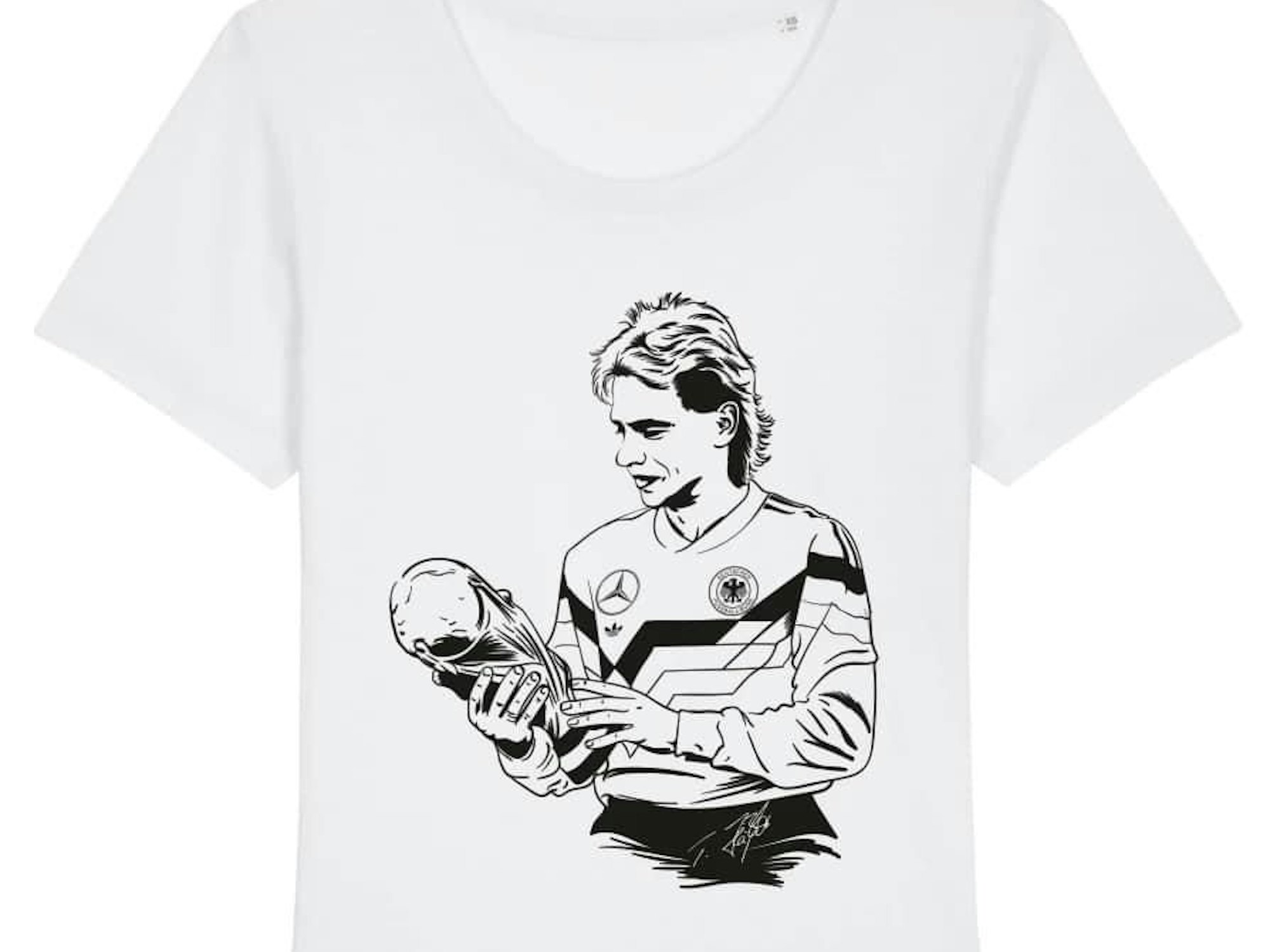 Auch das Motiv vom WM-Triumph 1990 in Rom ist Teil der Icke-Kollektion