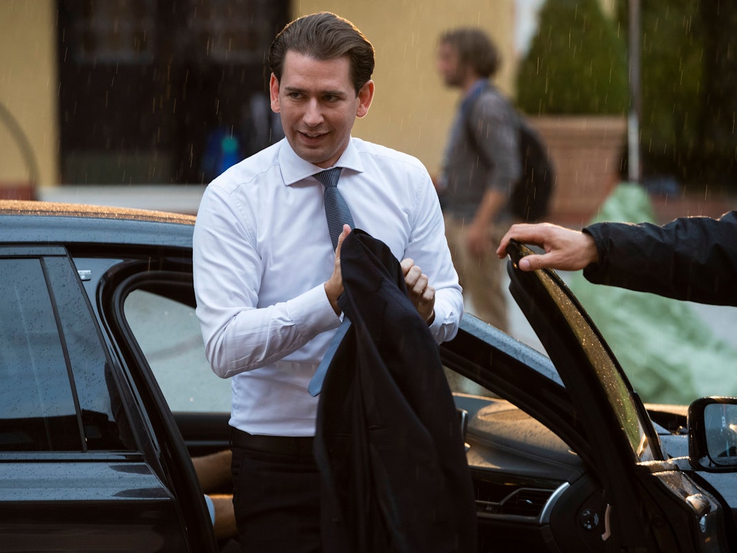 Sebastian Kurz (ÖVP), Bundeskanzler von Österreich, kommt zu einem informellen Abendessen der EU-Staats- und Regierungschefs vor dem EU-Westbalkan-Gipfel. Das Foto entstand am 5. Oktober 2021.