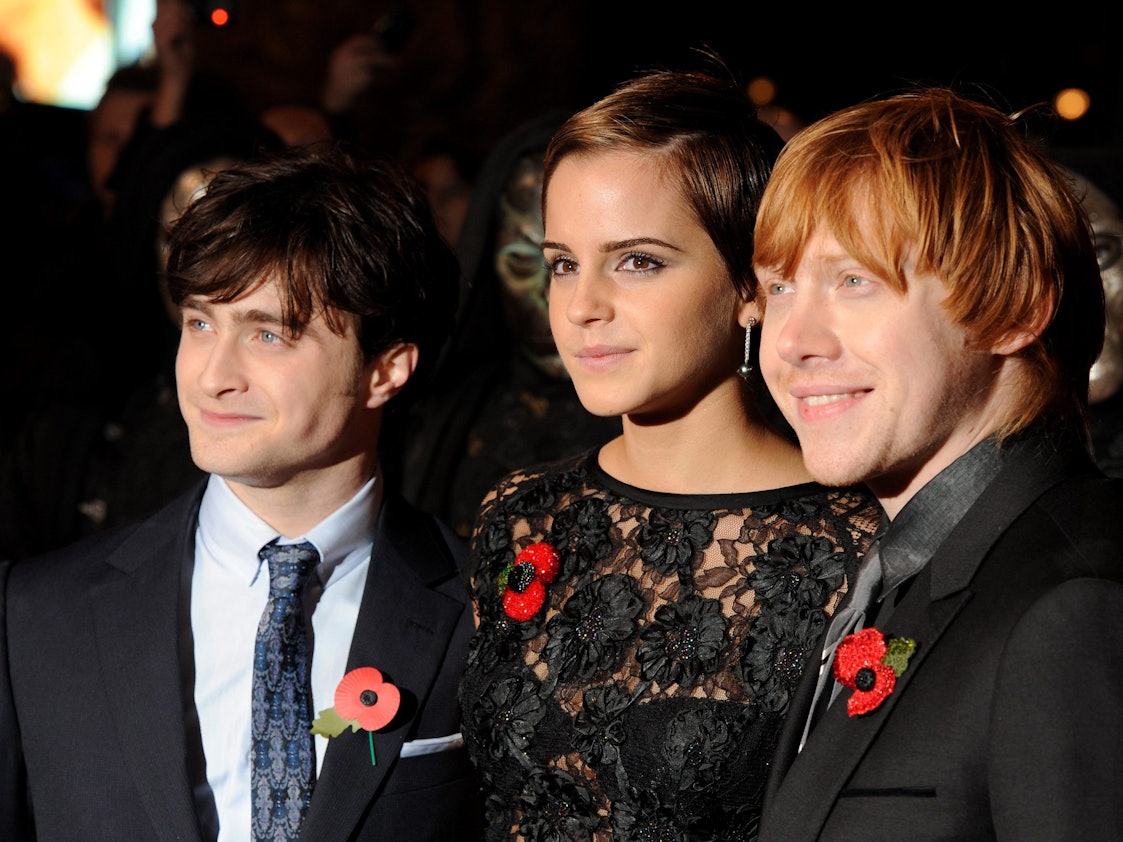 Die Hauptdarsteller (l-r) Daniel Radcliffe, Emma Watson und Rupert Grint kommen zur Weltpremiere des Films „Harry Potter and the Deathly Hallows Part 1“ am 11.11.2010 in London.