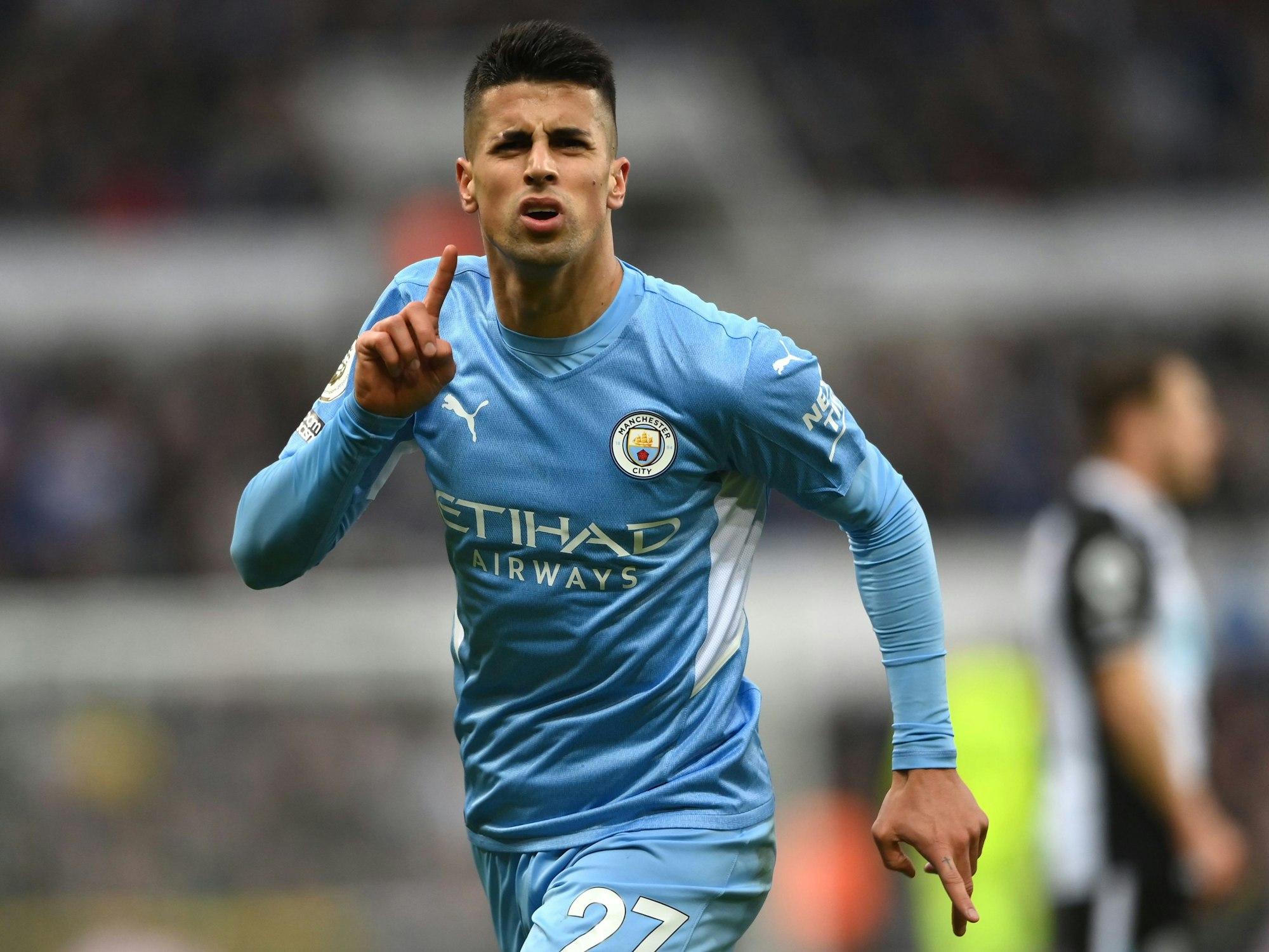 ManCity-Verteidiger João Cancelo jubelt nach seinem Treffer gegen Newcastle United.