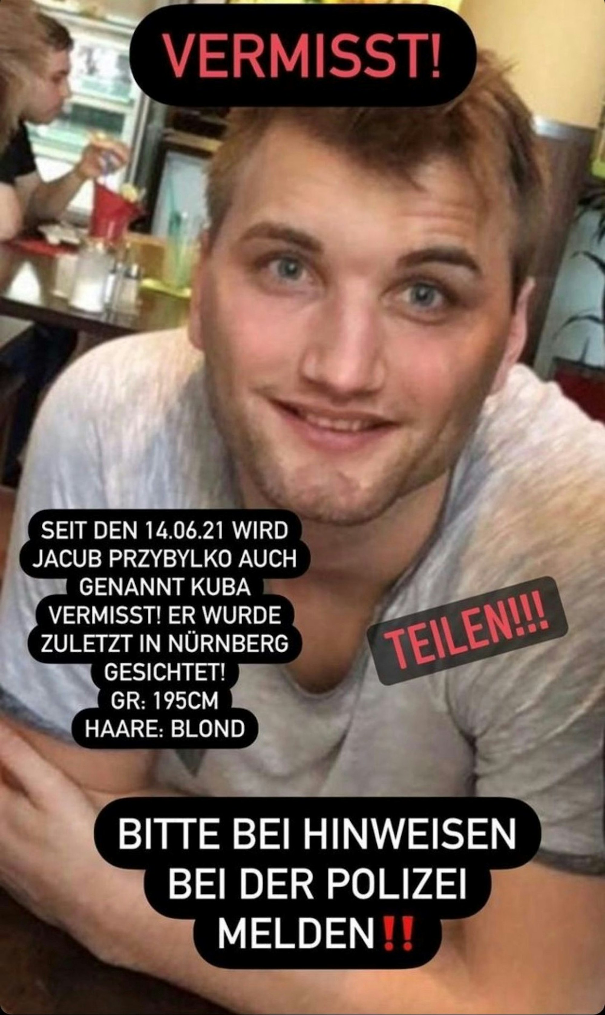Jacub Przybylko, Ex-Spieler des 1. FC Köln, wird via Instagram gesucht.