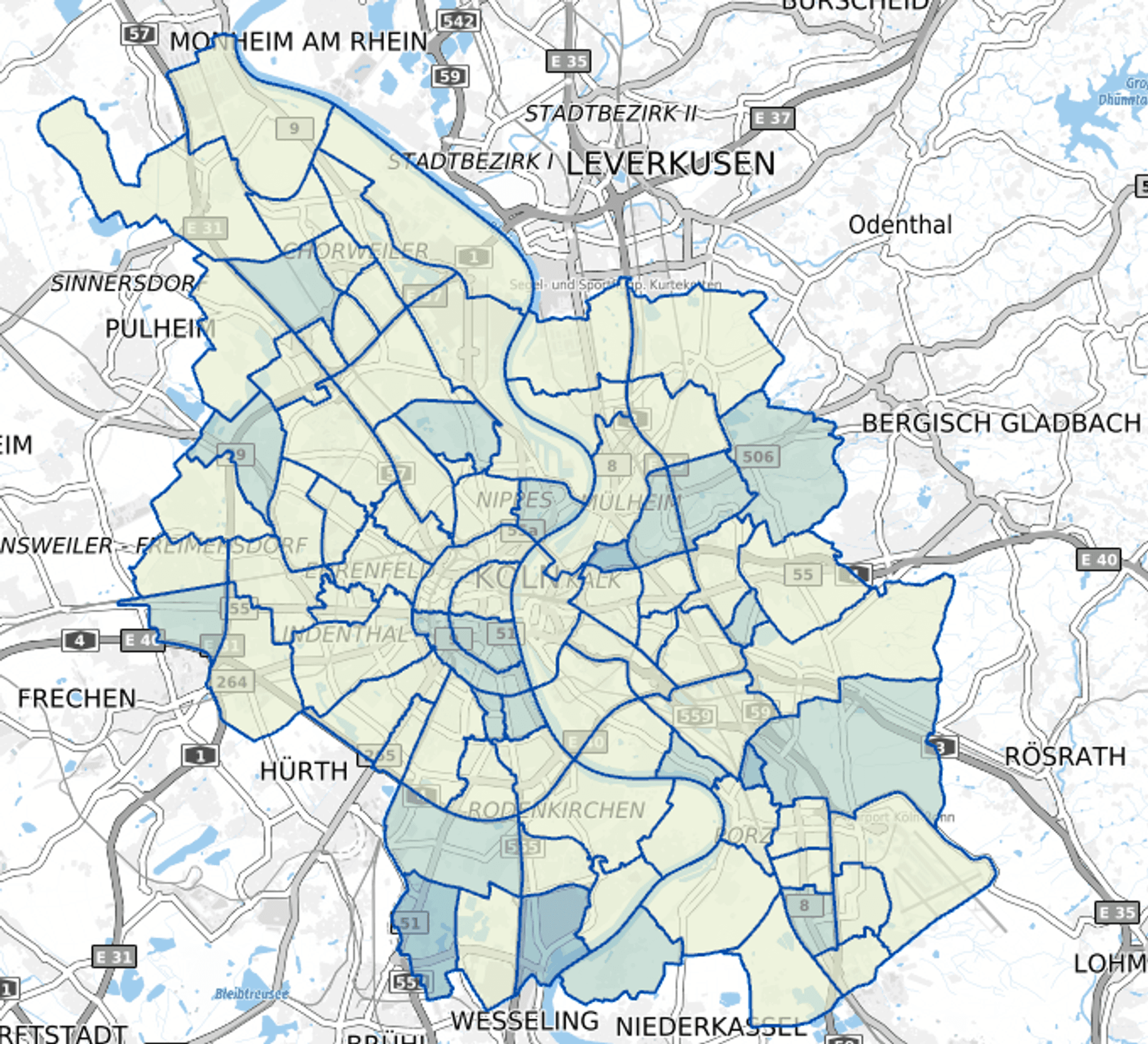 Die Corona-Karte der Stadt Köln vom 28.06.2021
