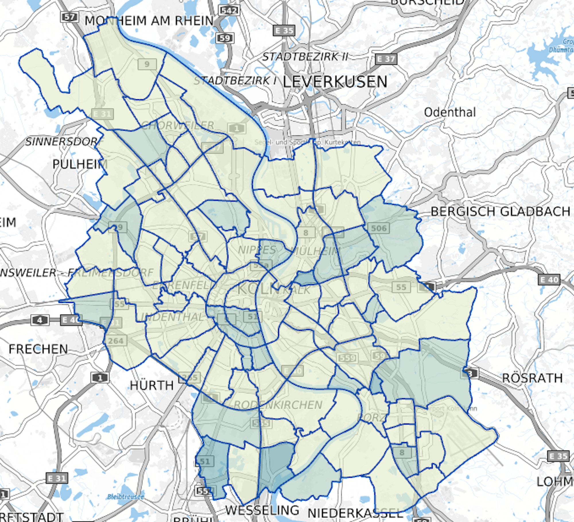 Die Corona-Karte der Stadt Köln vom 28.06.2021