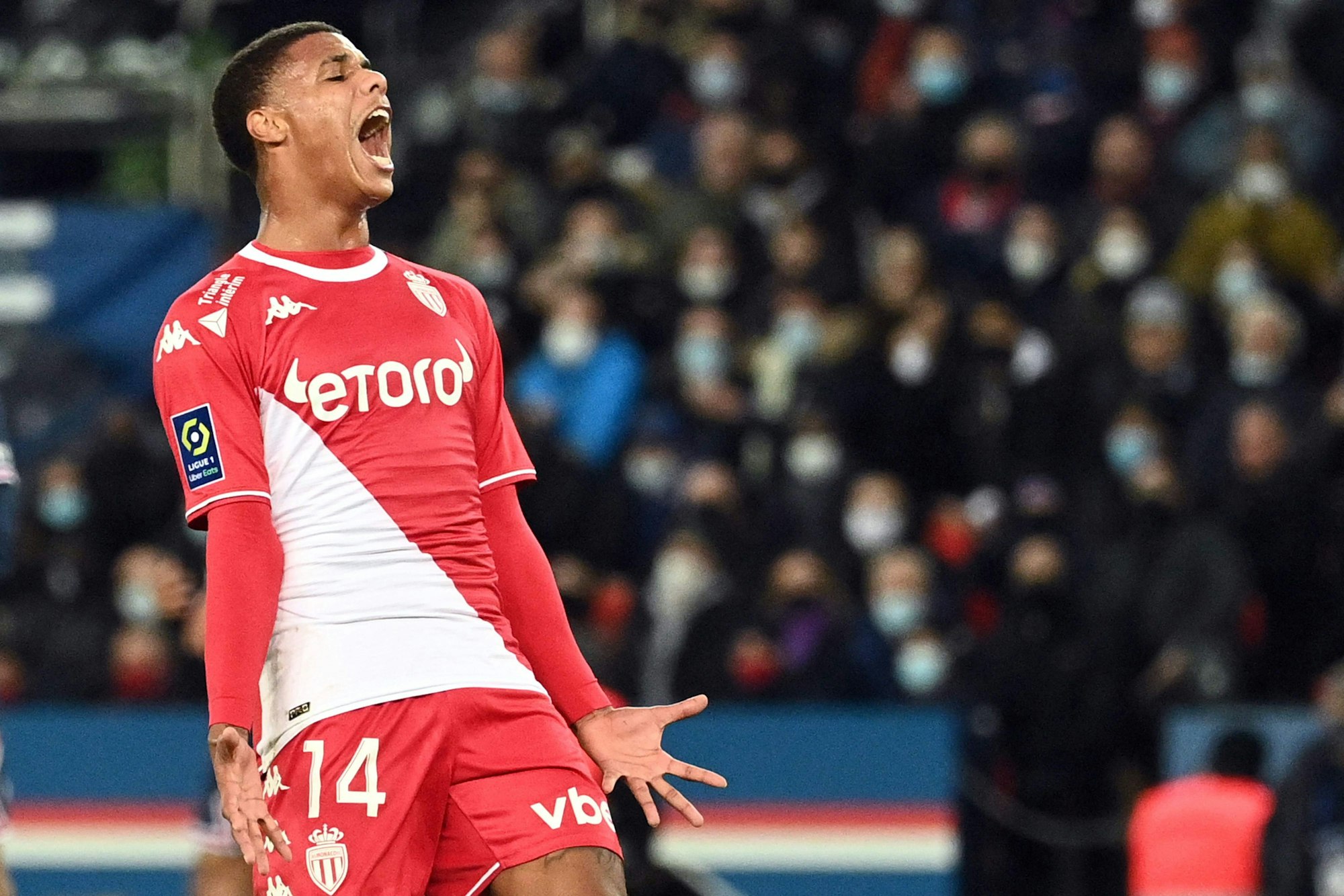 Ismail Jakobs (AS Monaco) schreit seinen Frust heraus.