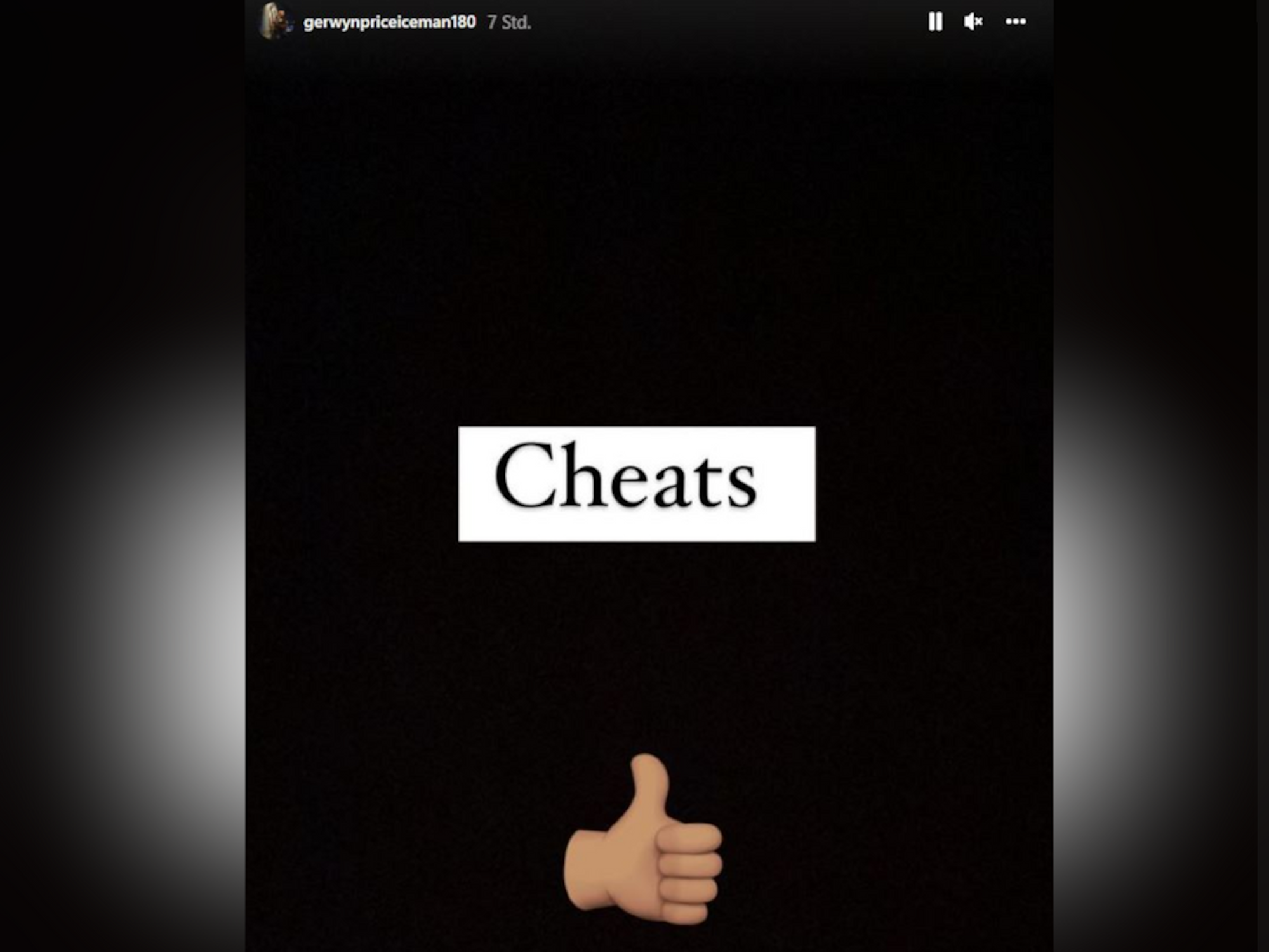 Darts-Weltmeister Gerwyn Price hat nach seinem WM-Aus auf Instagram den Schriftzug „Cheats“ sowie einen Daumen nach oben gepostet.