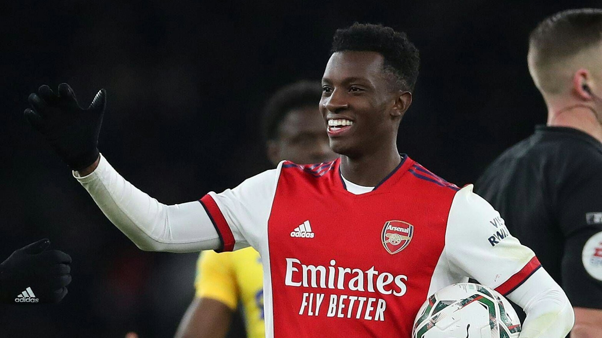 Eddie Nketiah (Arsenal) freut sich nach seinem Tor gegen Sunderland.