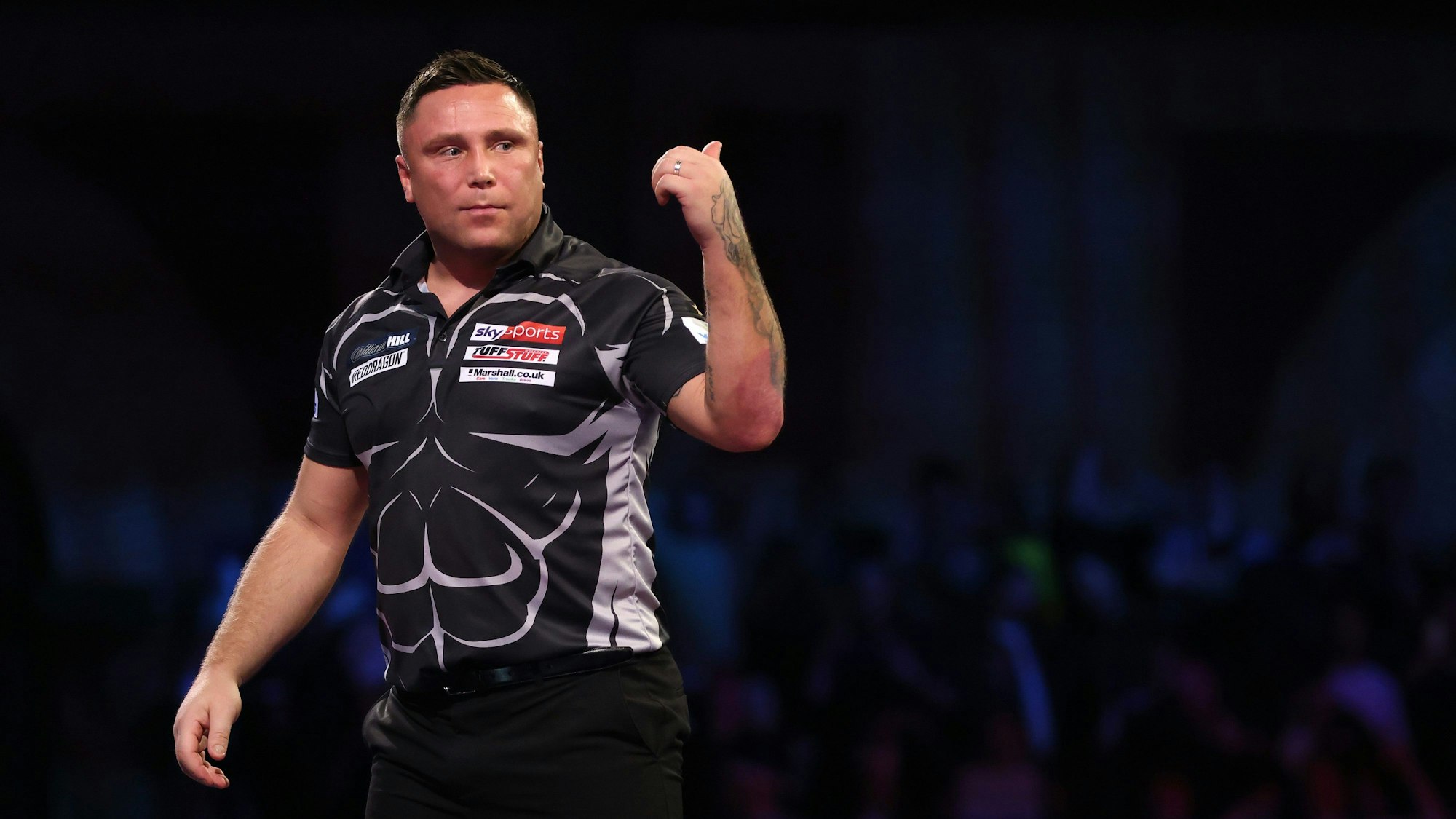 Darts-Weltmeister Gerwyn Price während des Viertelfinals der WM gegen Michael Smith.