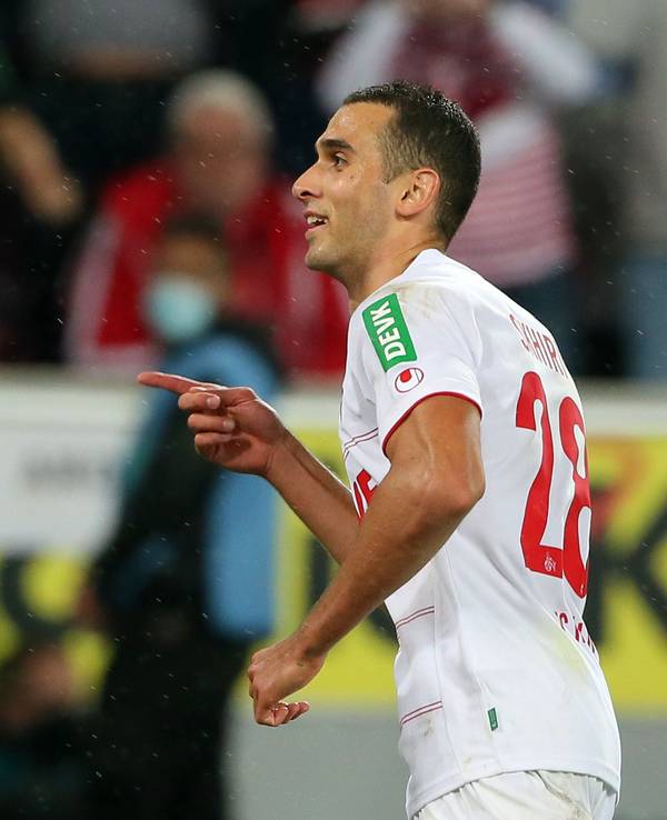 Ellyes Skhiri bejubelt ein Tor für den 1. FC Köln.